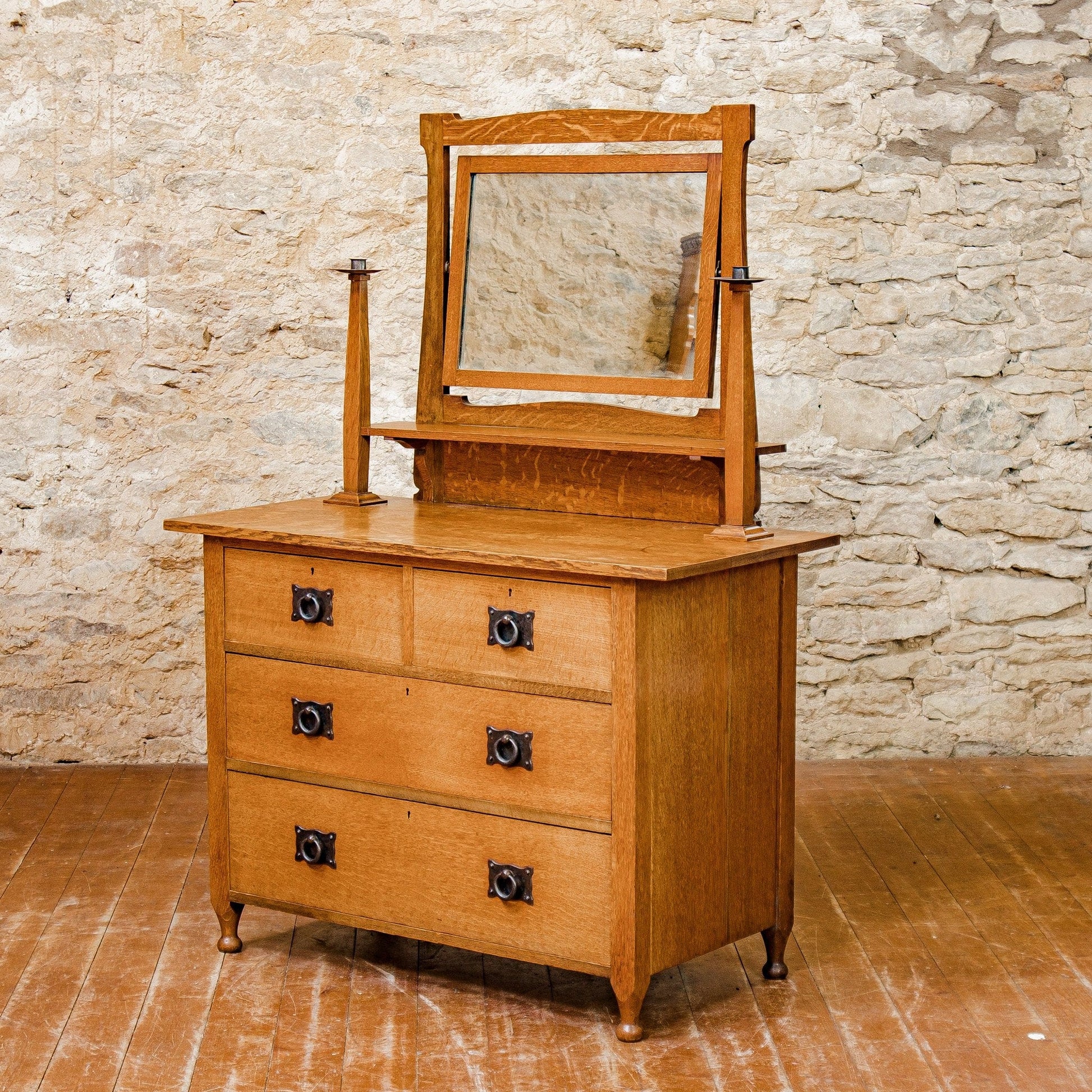 Ambrose Heal Arts & Crafts English Oak St Ives Dressing Chest c. 1900