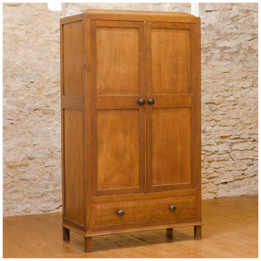 Gordon Russell Early Arts & Crafts 'Stow' Oak Double Wardrobe, No. 447 1927