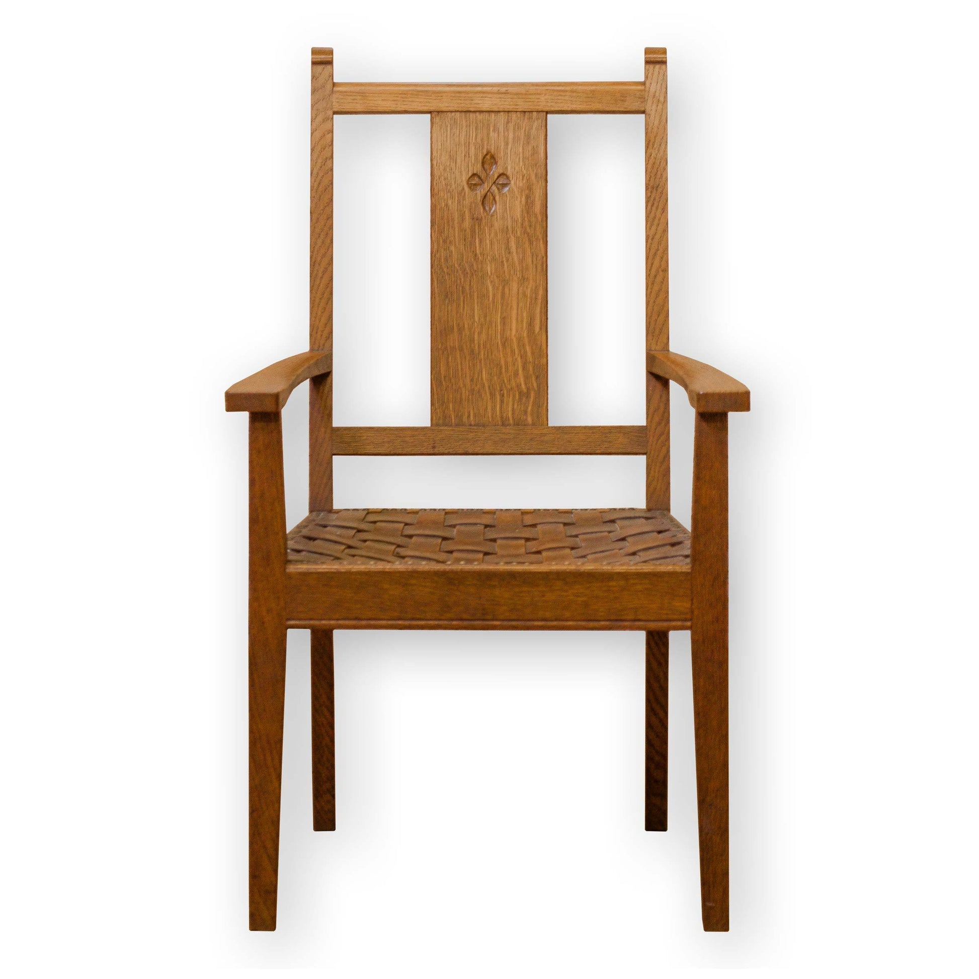 Arthur W Simpson (The Handicrafts, Kendal) Arts & Crafts Oak and Leather Armchair