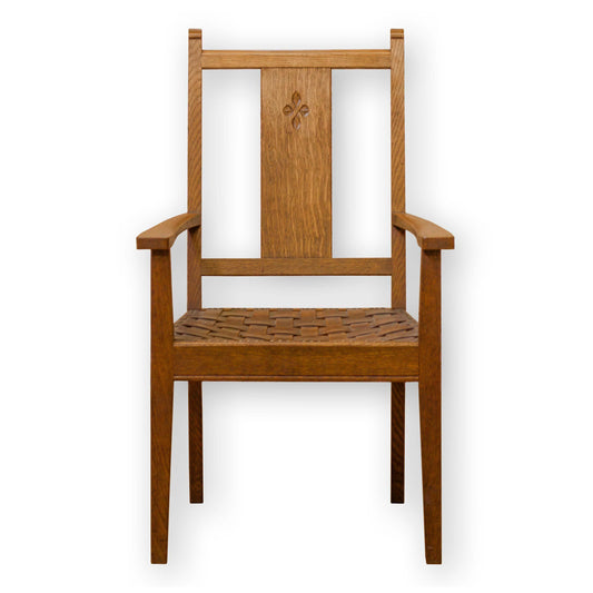 Arthur W Simpson (The Handicrafts, Kendal) Arts & Crafts Oak and Leather Armchair