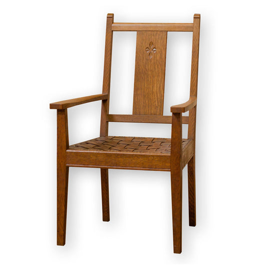 Arthur W Simpson (The Handicrafts, Kendal) Arts & Crafts Oak and Leather Armchair