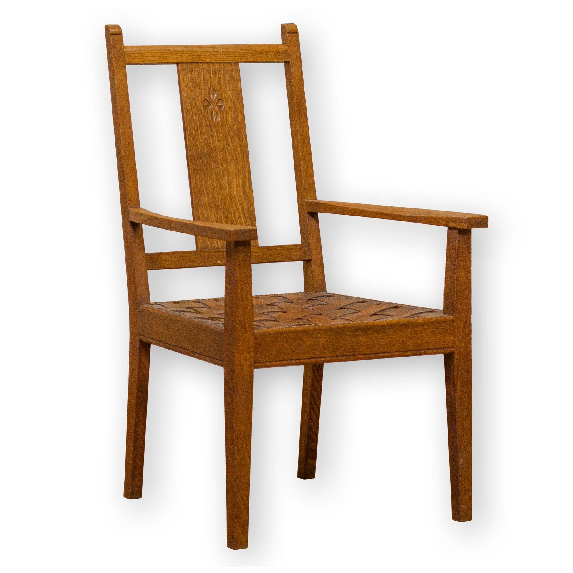 Arthur W Simpson (The Handicrafts, Kendal) Arts & Crafts Oak and Leather Armchair