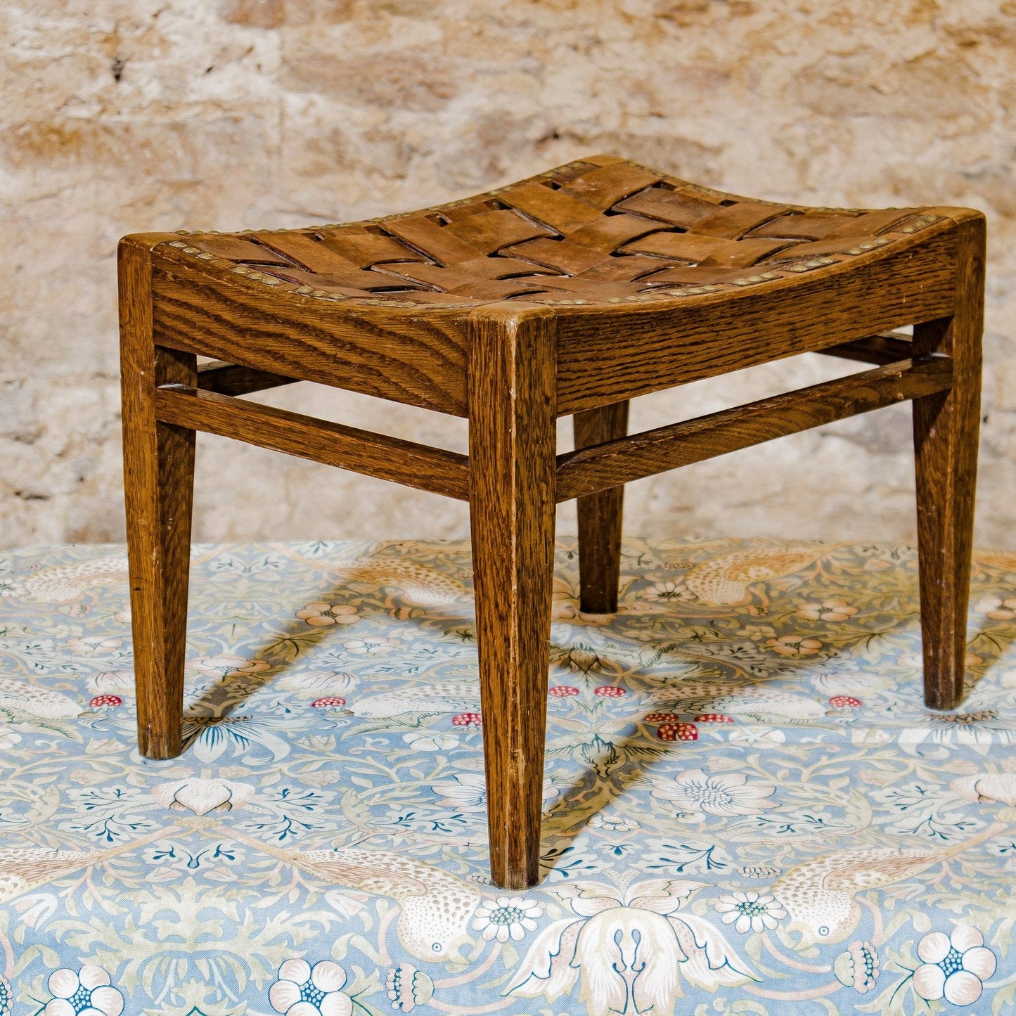 Arthur W Simpson (The Handicrafts, Kendal) Arts & Crafts Oak & Leather Stool