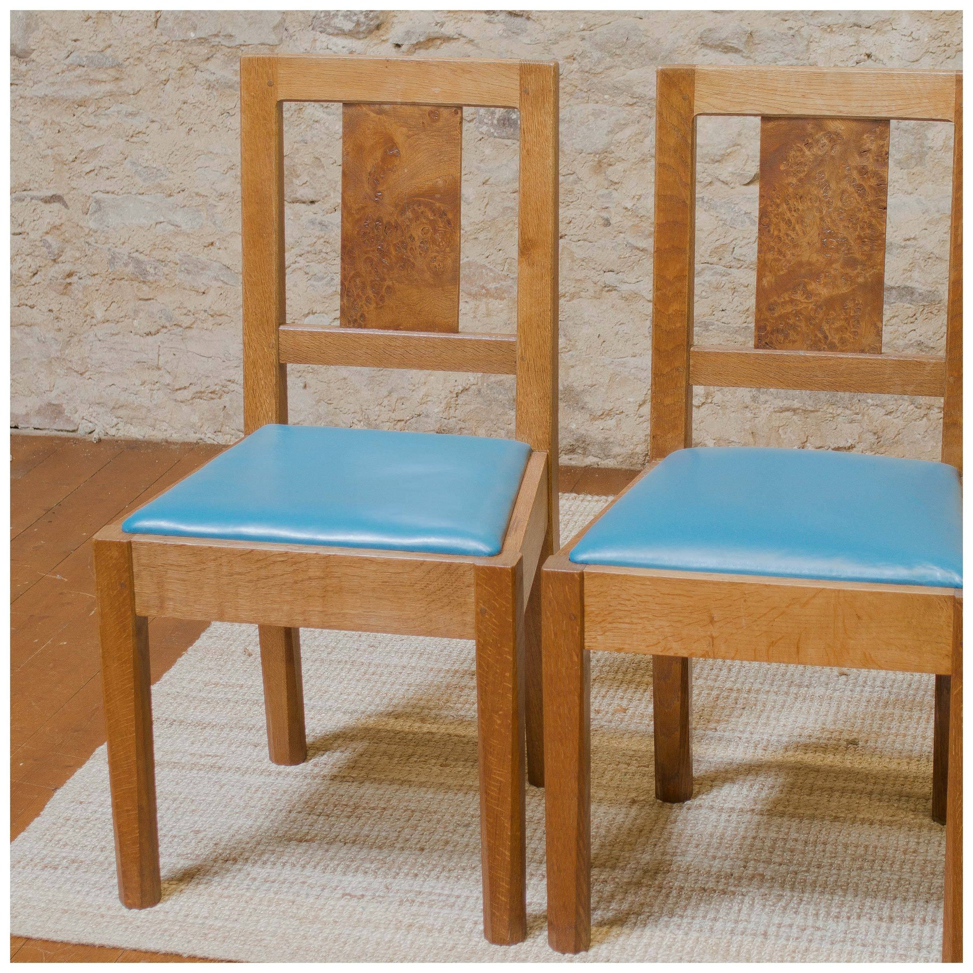 Arts & Crafts Cotswold School Oak and Pollard Oak Dining Chairs c. 1960