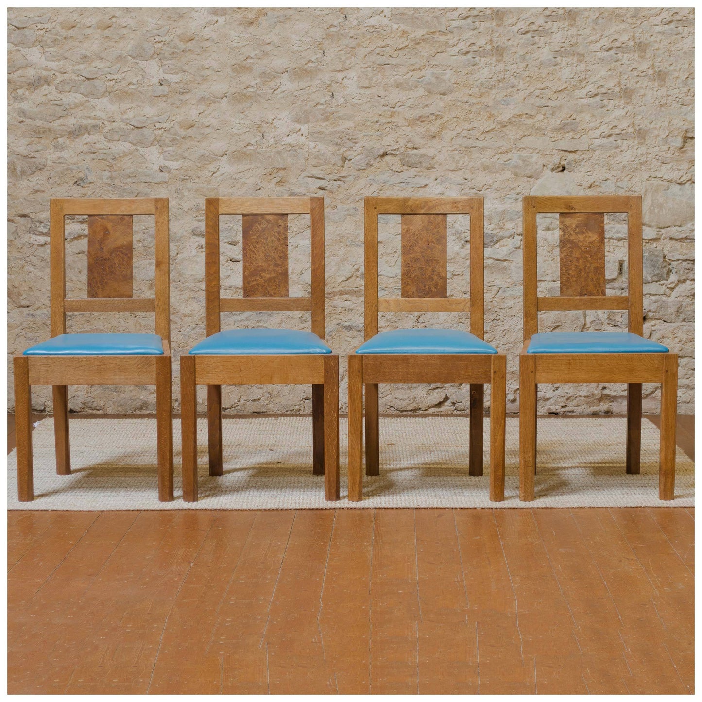 Arts & Crafts Cotswold School Oak and Pollard Oak Dining Chairs c. 1960