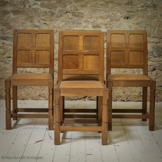 Set of 4 Sid Pollard [ex-Mouseman] Arts & Crafts Yorkshire School Oak Chairs