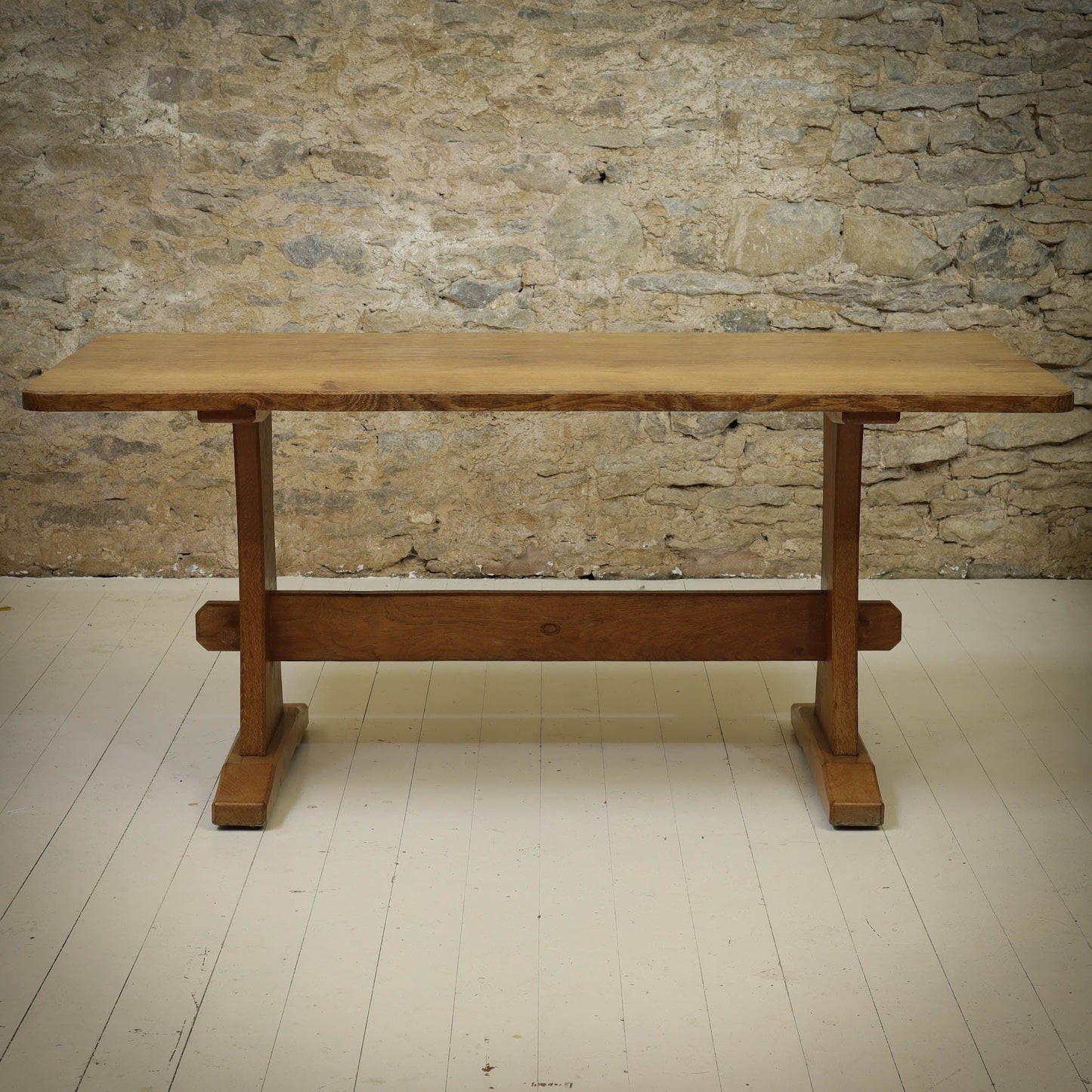 Acornman (Ex-Mouseman) Arts & Crafts Yorkshire School Oak Dining Table c. 1980