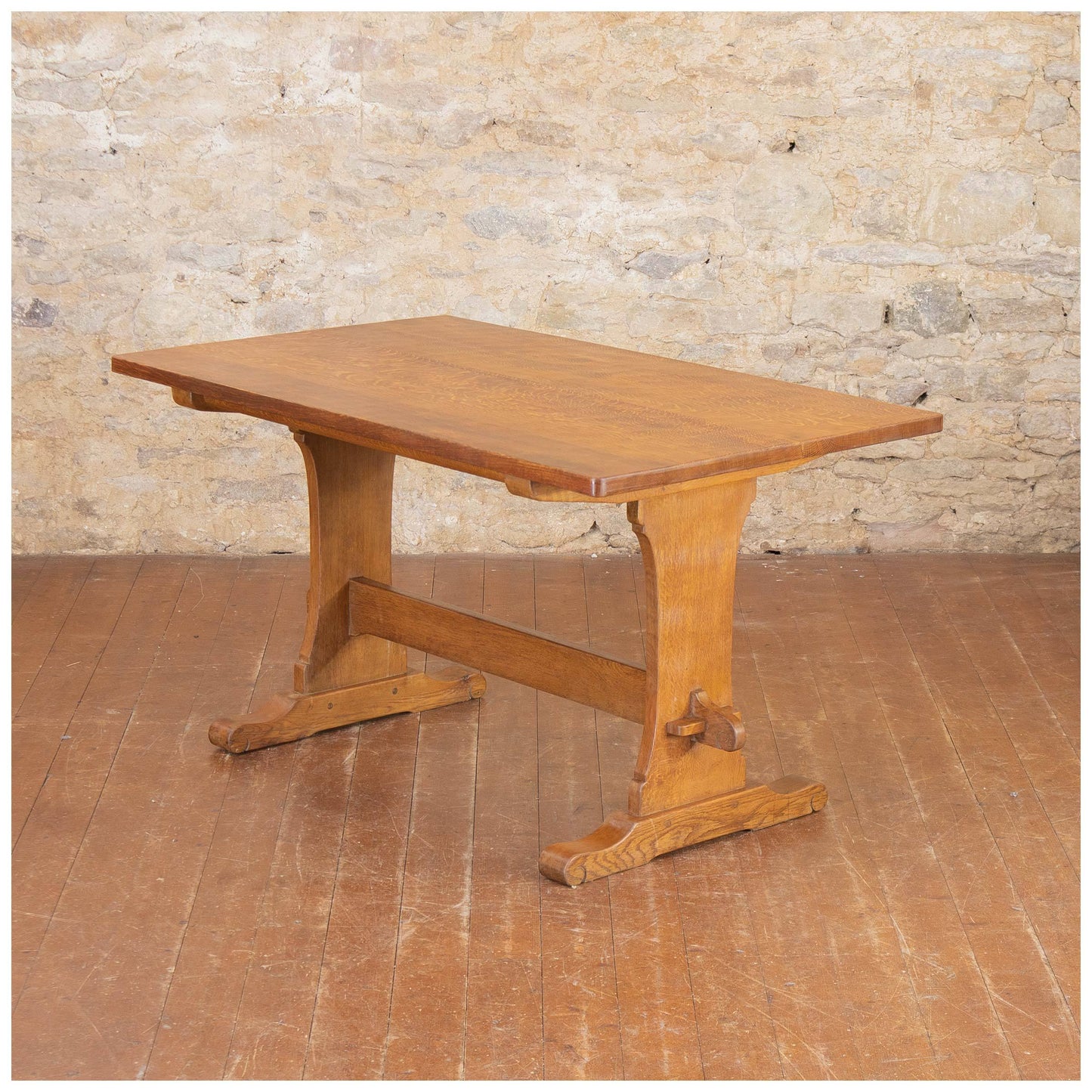 Bob Wrenman Hunter (Ex-Mouseman) Arts & Crafts Yorkshire English Oak Dining Table