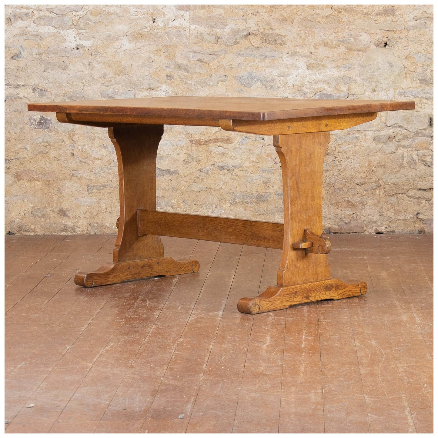 Bob Wrenman Hunter (Ex-Mouseman) Arts & Crafts Yorkshire English Oak Dining Table