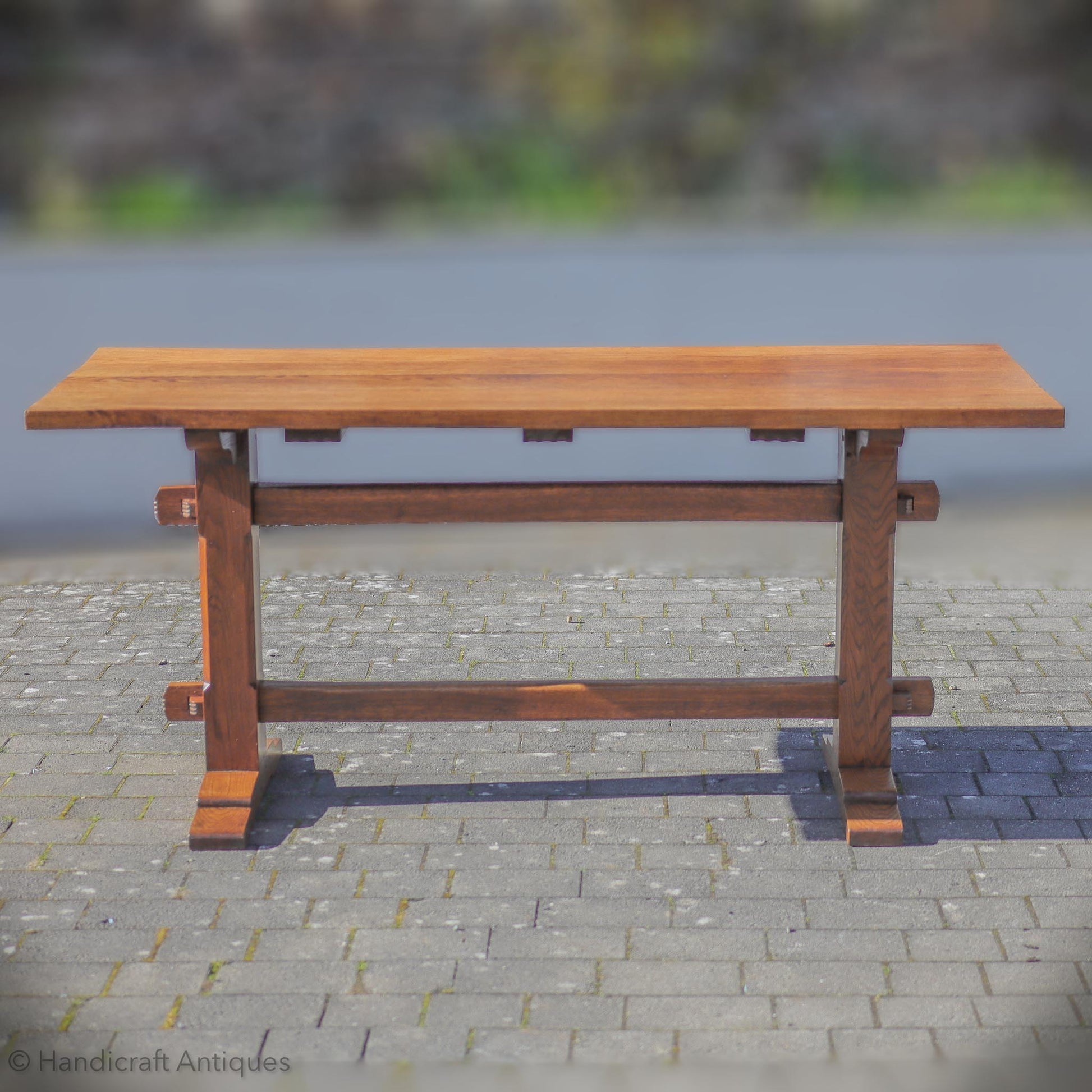 Woodpeckerman [Mouseman interest] Arts & Crafts Yorkshire School English Oak Dining Table