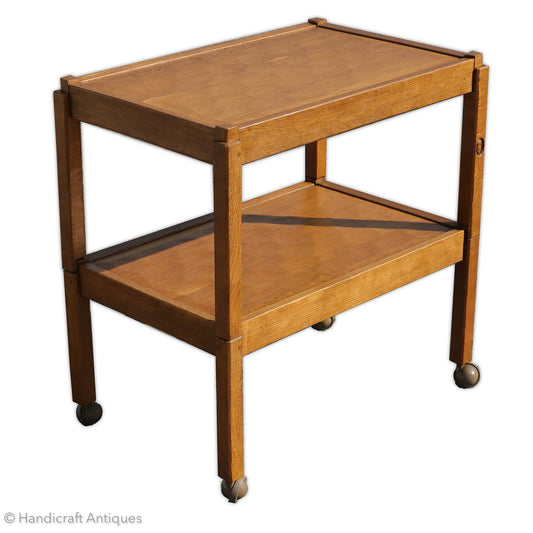 Alan 'Acornman' Grainger (Ex-Mouseman) Arts & Crafts Yorkshire School English Oak Tea Trolley c. 1970.