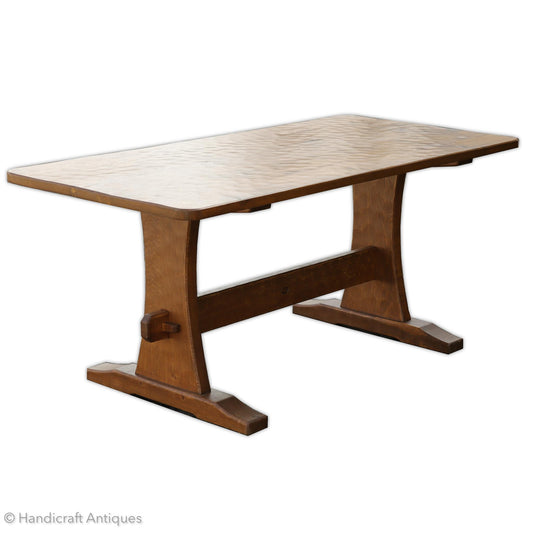 Acornman (Ex-Mouseman) Arts & Crafts Yorkshire School English Oak Dining Table