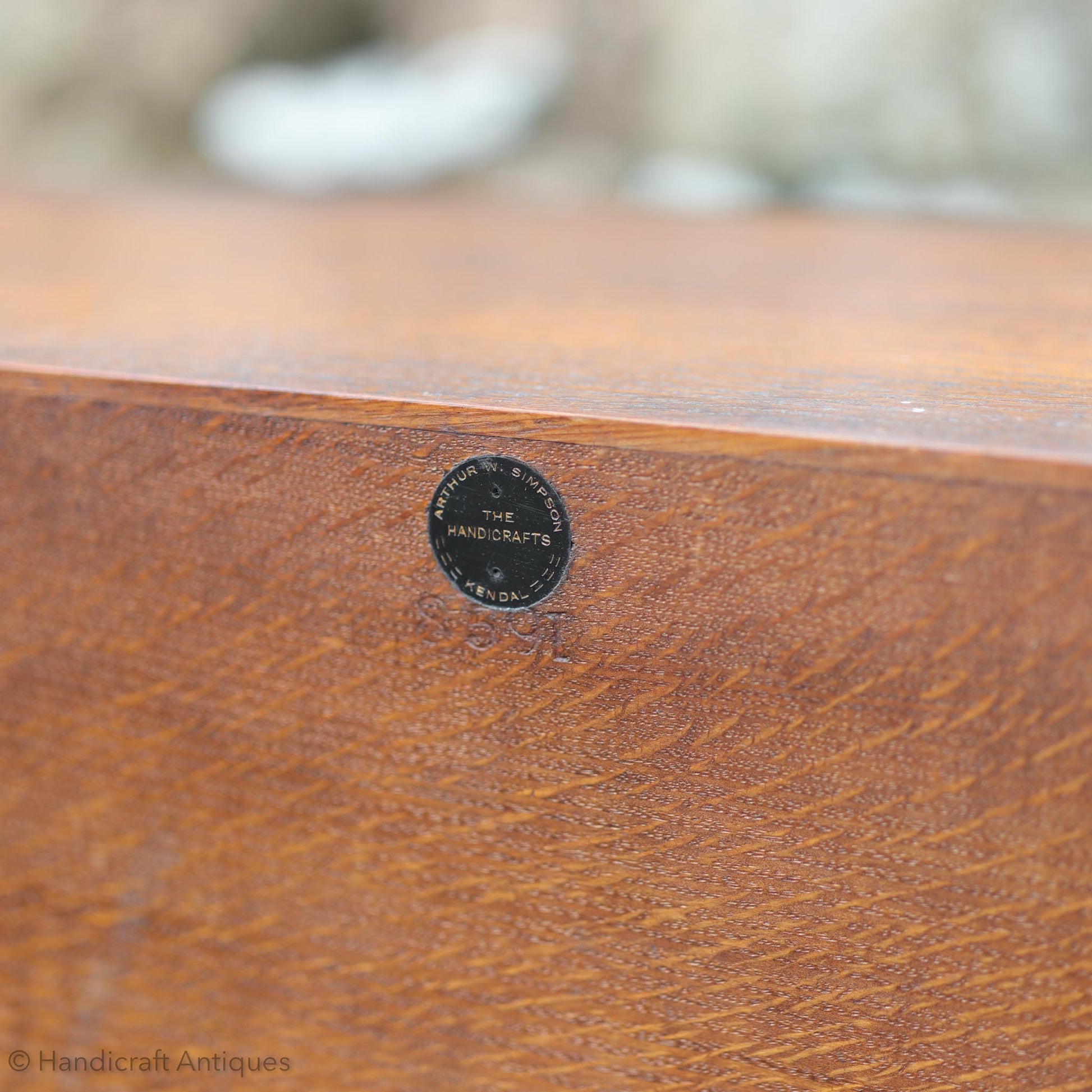 Arthur W. Simpson Arts & Crafts Lakes School English Oak Shelf c 1920.