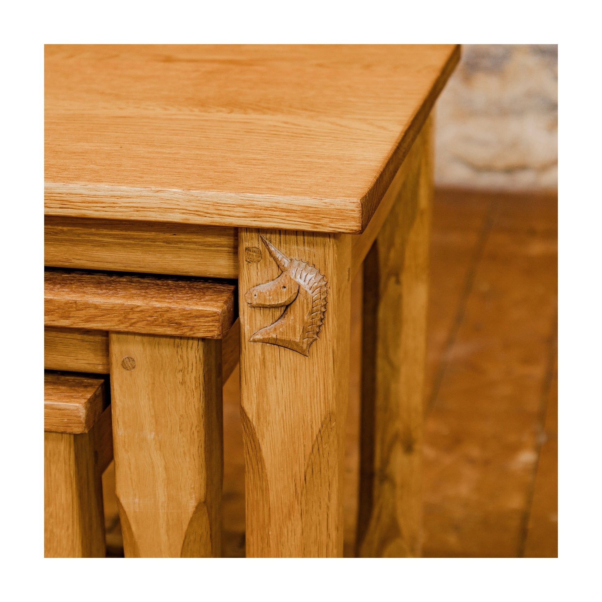 Coxwold Cabinet Makers Unicornman Arts & Crafts Yorkshire School Nest of Tables