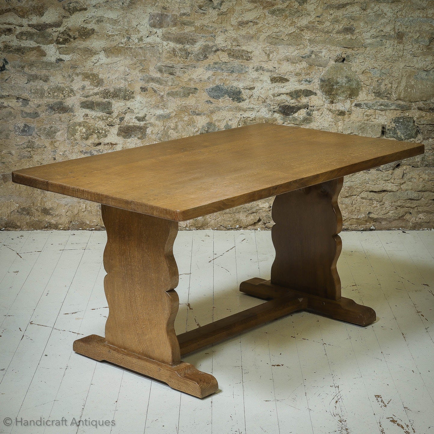 Sid Pollard [ex-Mouseman] Arts & Crafts Yorkshire School Oak Dining Table