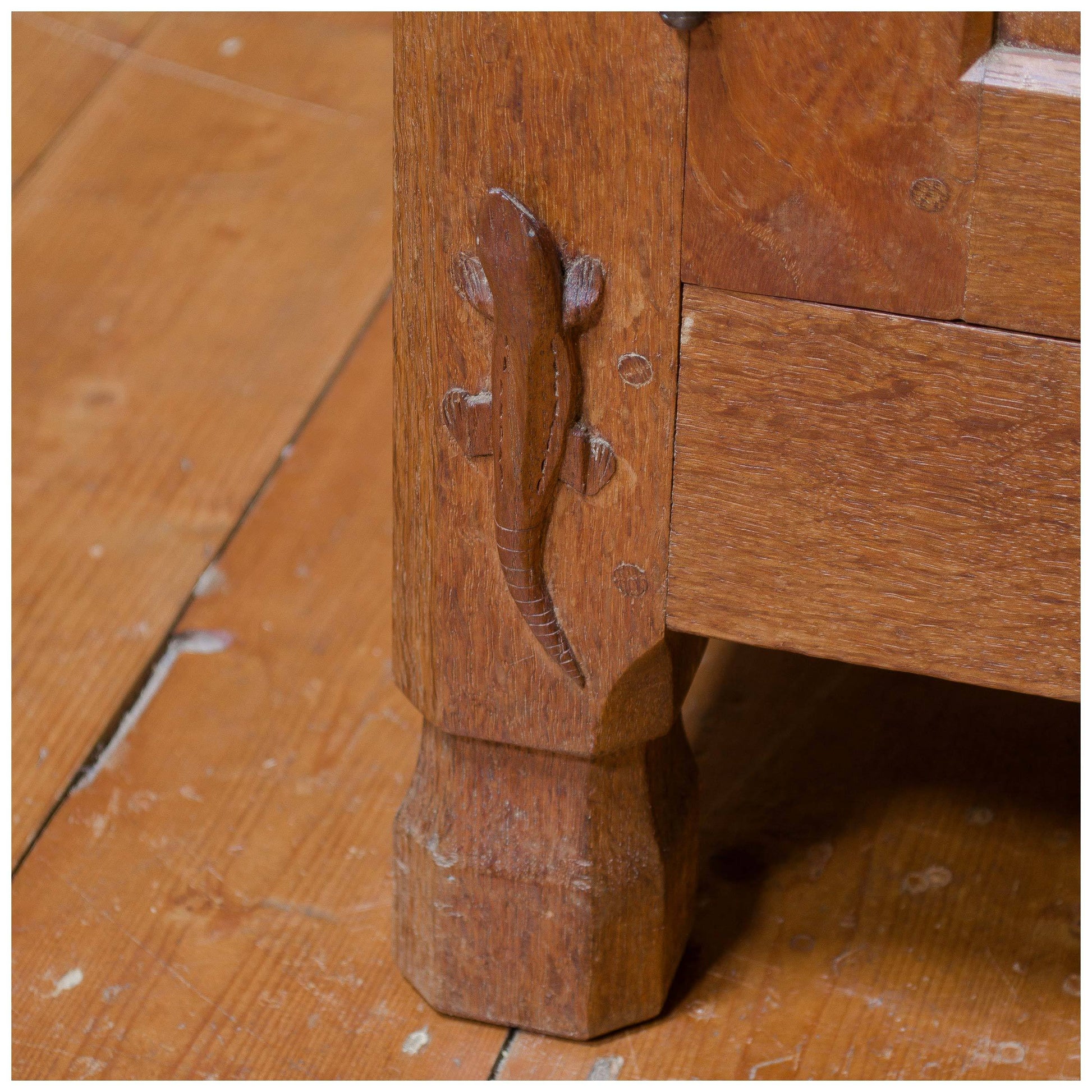 Derek Lizardman Slater Arts & Crafts Yorkshire School Adzed English Oak Sideboard