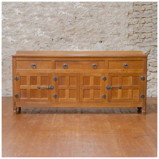 Derek Lizardman Slater Arts & Crafts Yorkshire School Adzed English Oak Sideboard