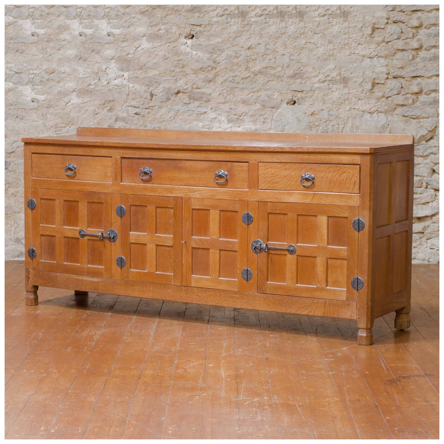 Derek Lizardman Slater Arts & Crafts Yorkshire School Adzed English Oak Sideboard