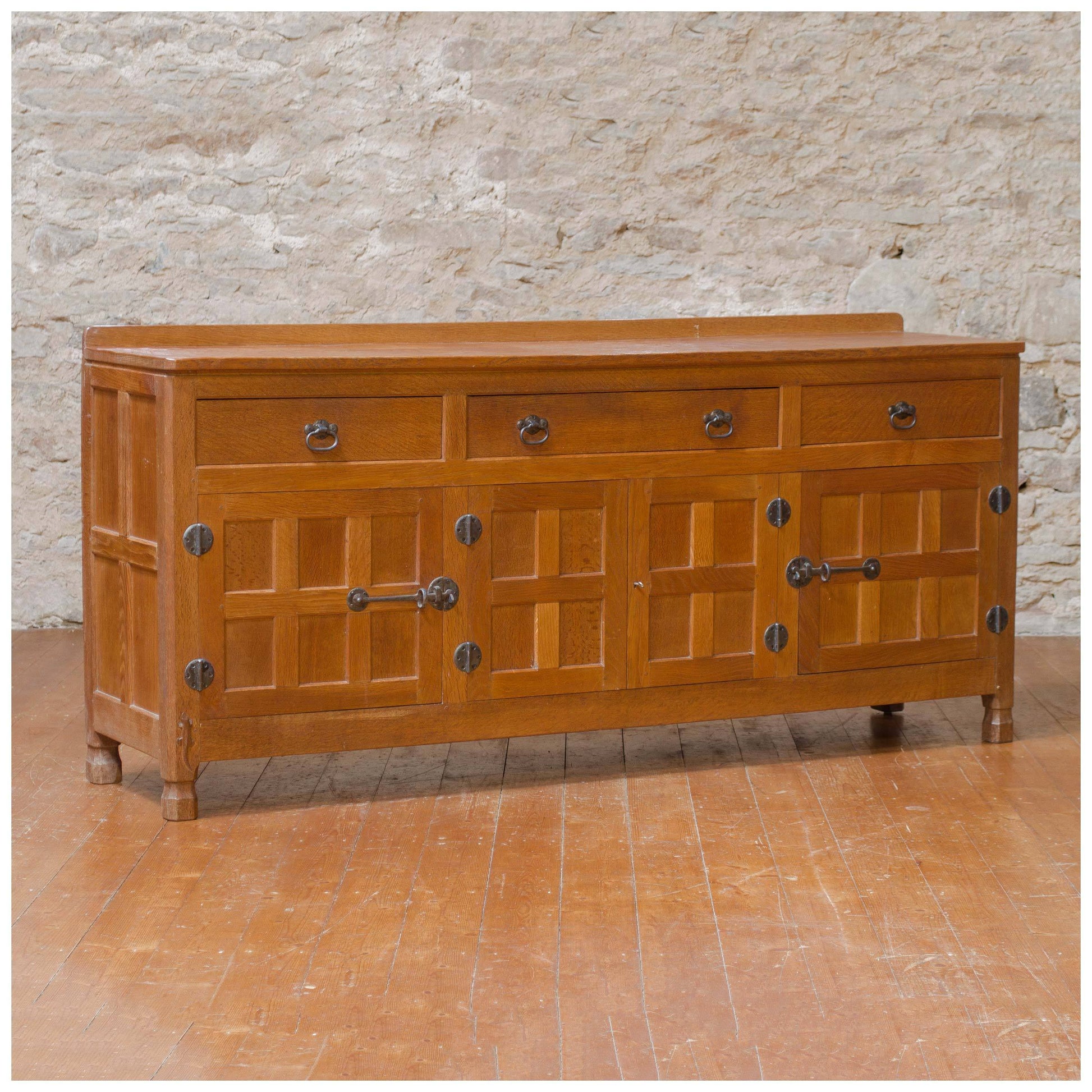 Derek Lizardman Slater Arts & Crafts Yorkshire School Adzed English Oak Sideboard