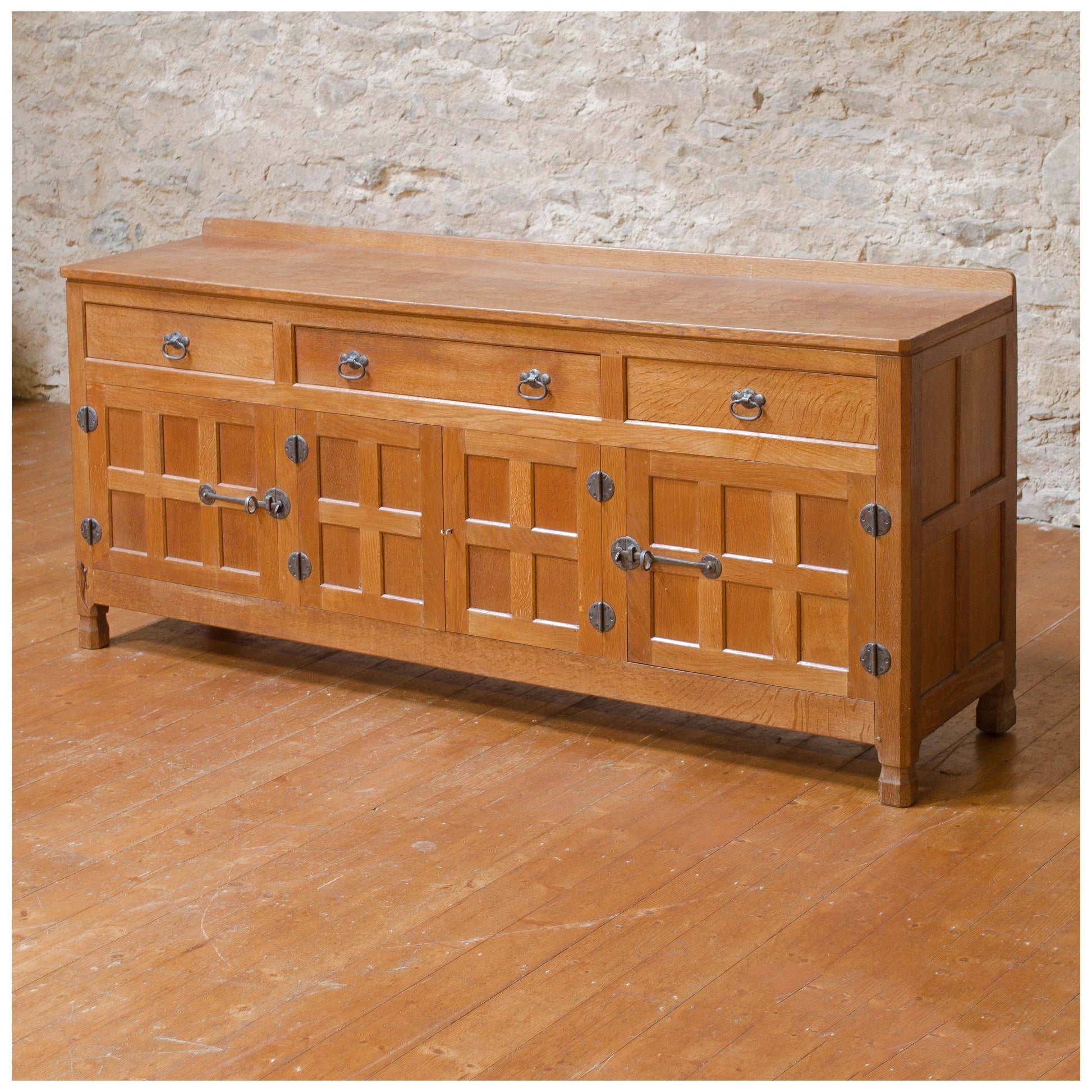 Derek Lizardman Slater Arts & Crafts Yorkshire School Adzed English Oak Sideboard