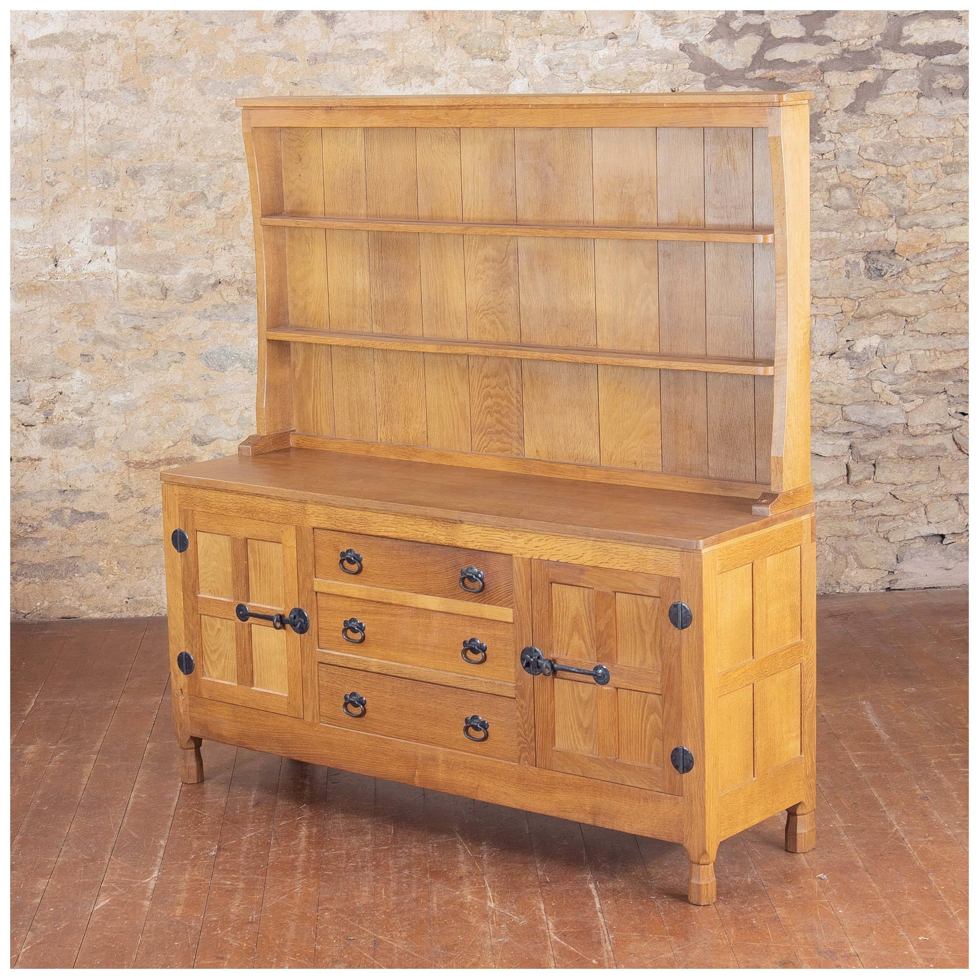 Derek Lizardman Slater Arts & Crafts Yorkshire School English Oak Dresser