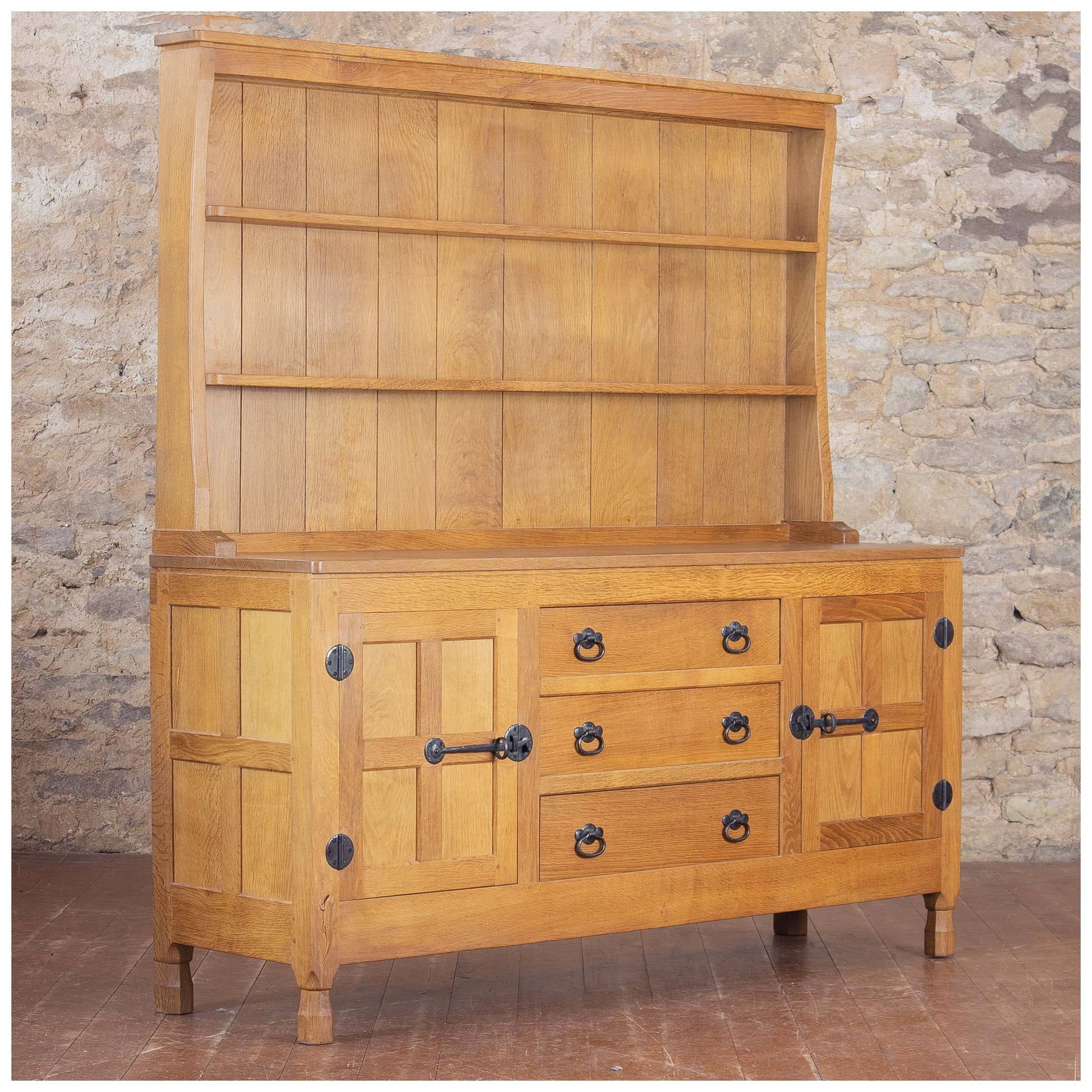 Derek Lizardman Slater Arts & Crafts Yorkshire School English Oak Dresser