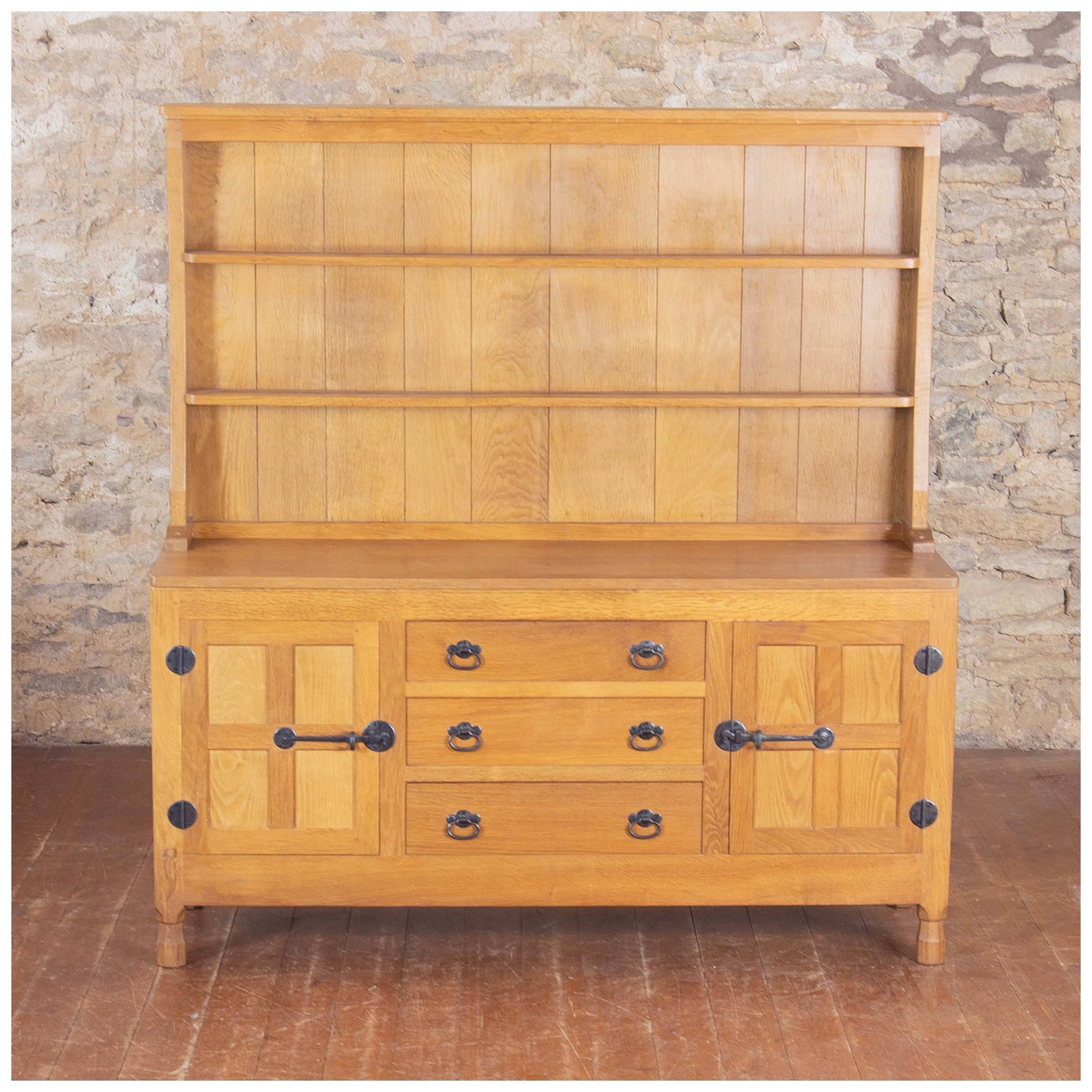 Derek Lizardman Slater Arts & Crafts Yorkshire School English Oak Dresser