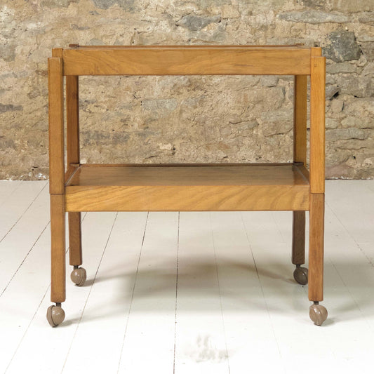 Acornman (Ex-Mouseman) Arts & Crafts Yorkshire School English Oak Tea Trolley