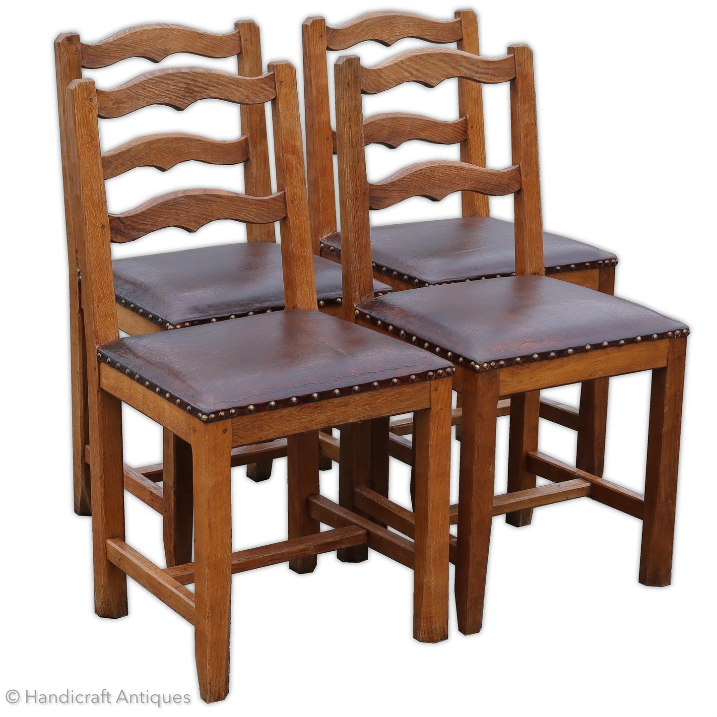 Set of 4 Acornman (Ex-Mouseman) Arts & Crafts Yorkshire School English Oak Chairs