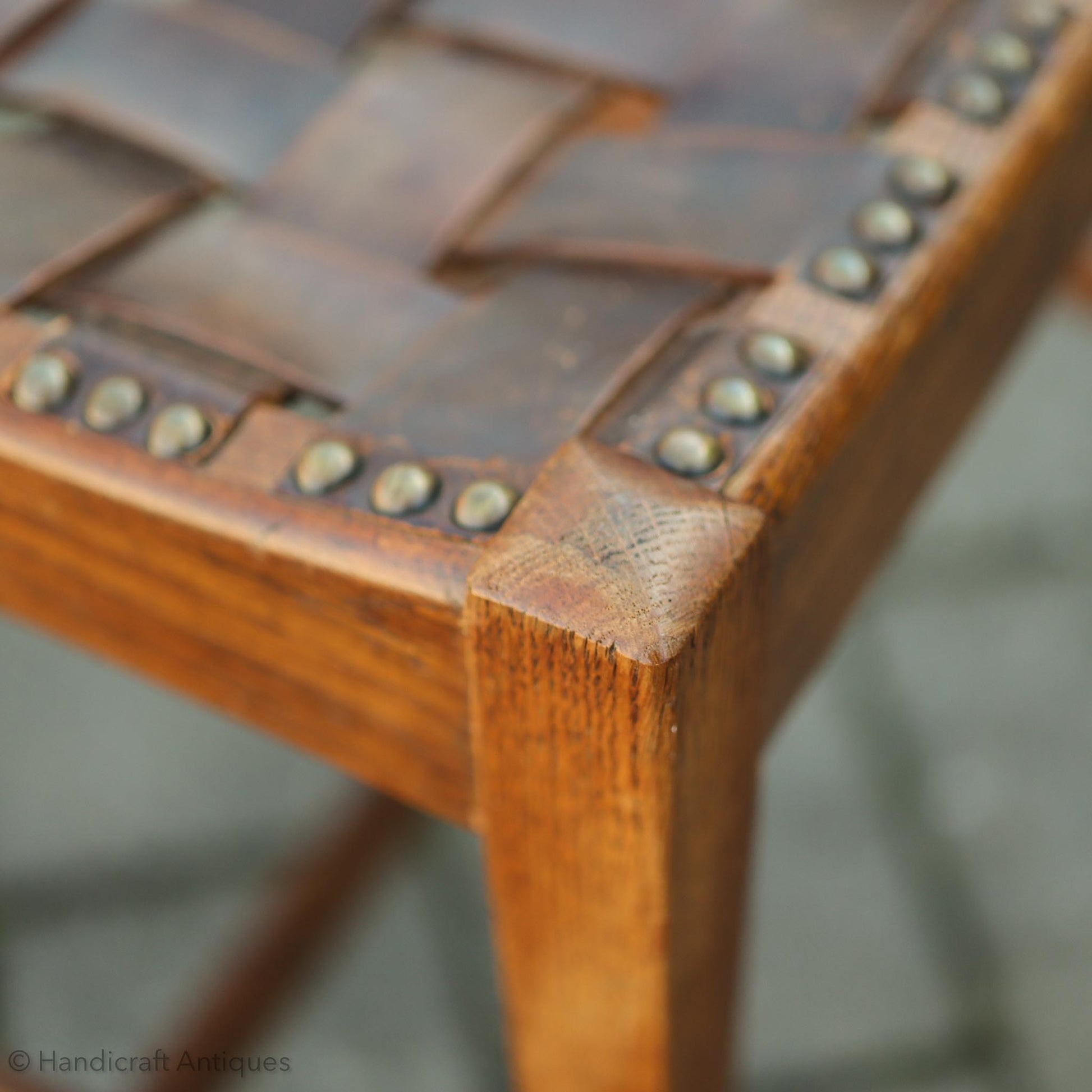 Arthur W. Simpson Arts & Crafts Lakes School English ‘Easy’ Oak Stool c. 1920.