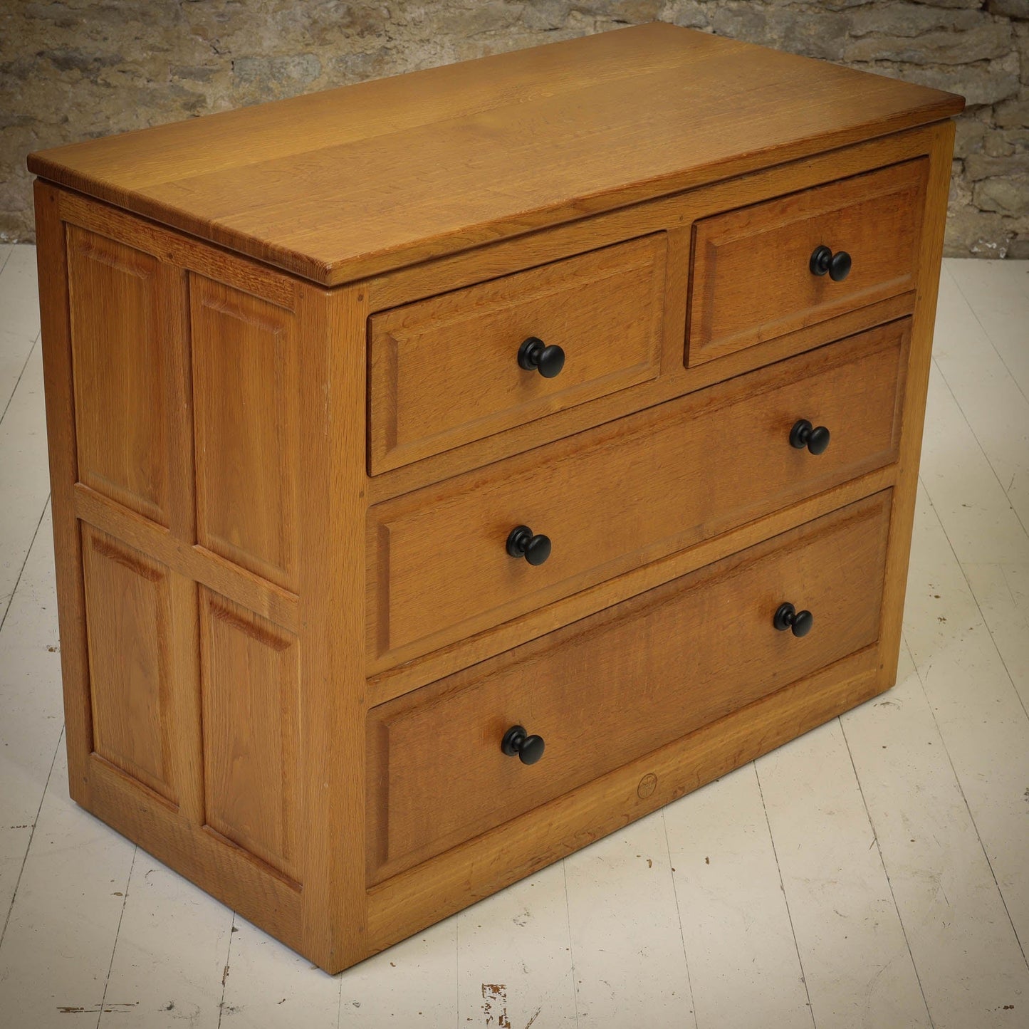 Phil Langstaff Arts & Crafts Yorkshire School English Oak Chest of Drawers (b)