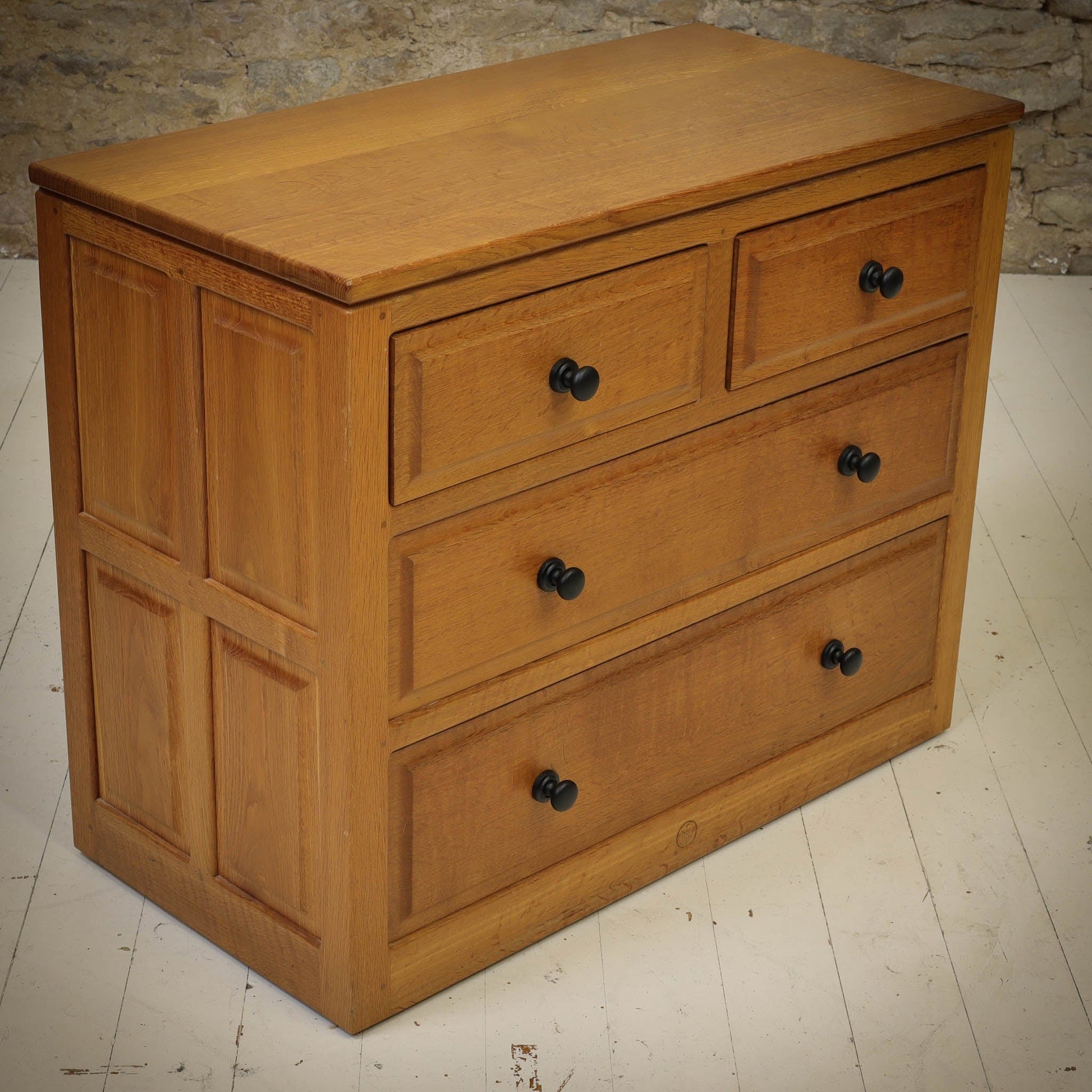 Phil Langstaff Arts & Crafts Yorkshire School English Oak Chest of Drawers (b)