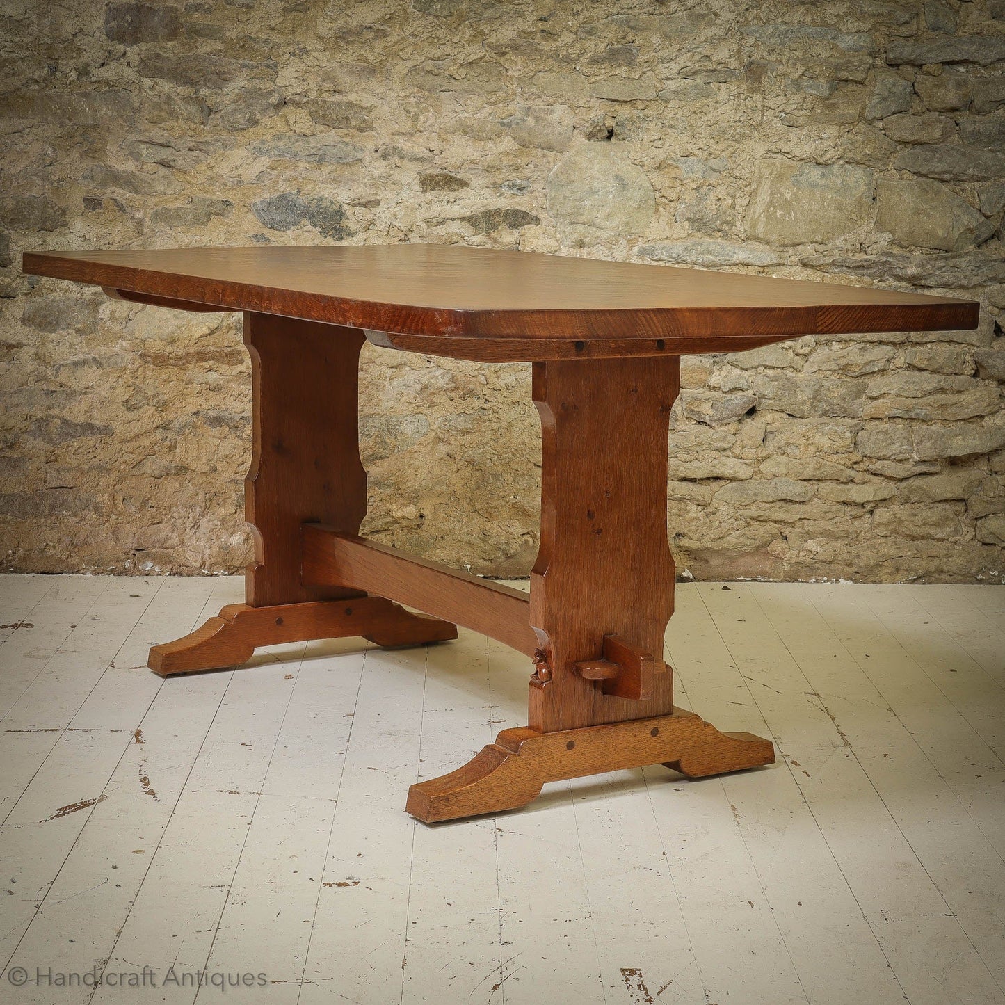 Foxman (Ex-Mouseman) Arts & Crafts Yorkshire School Oak Dining Table