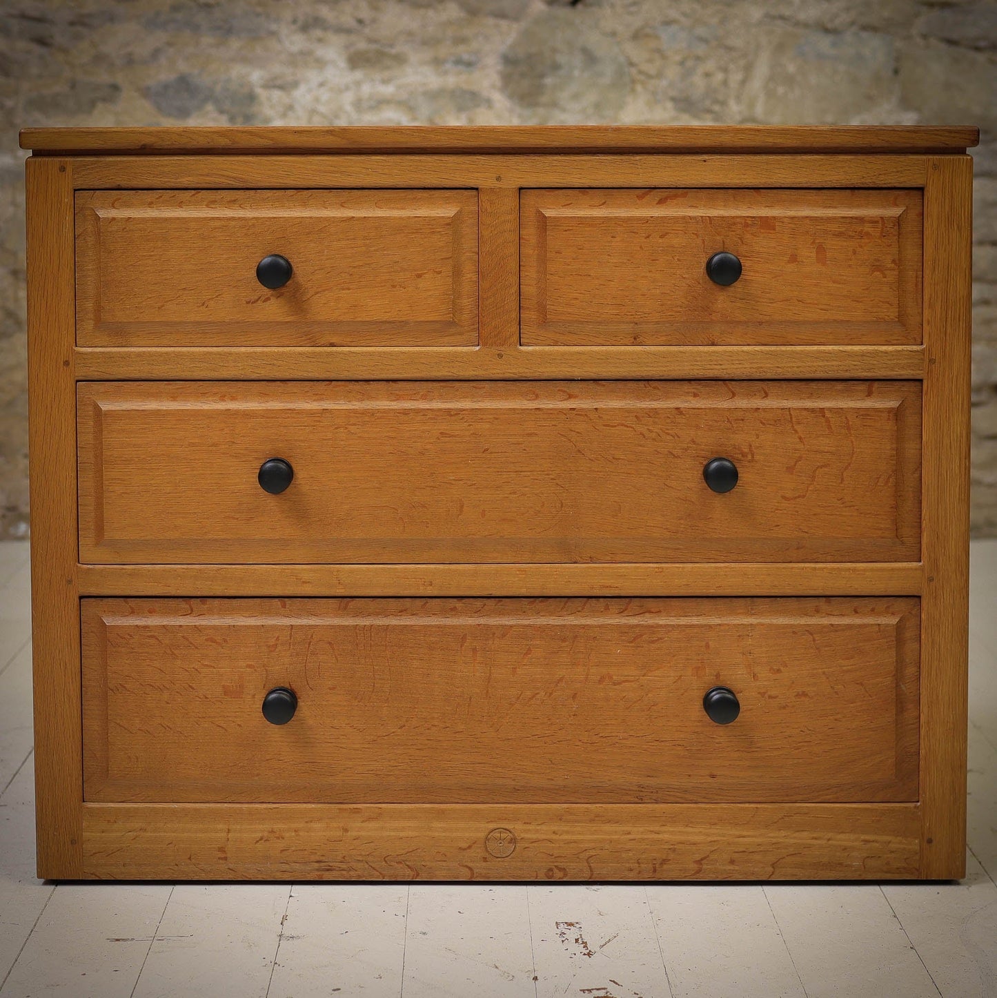 Phil Langstaff Arts & Crafts Yorkshire School English Oak Chest of Drawers (b)