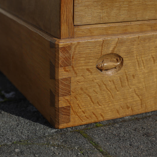 Derek 'Lizardman' Slater Arts & Crafts Yorkshire School English Oak Bureau c. 1970.