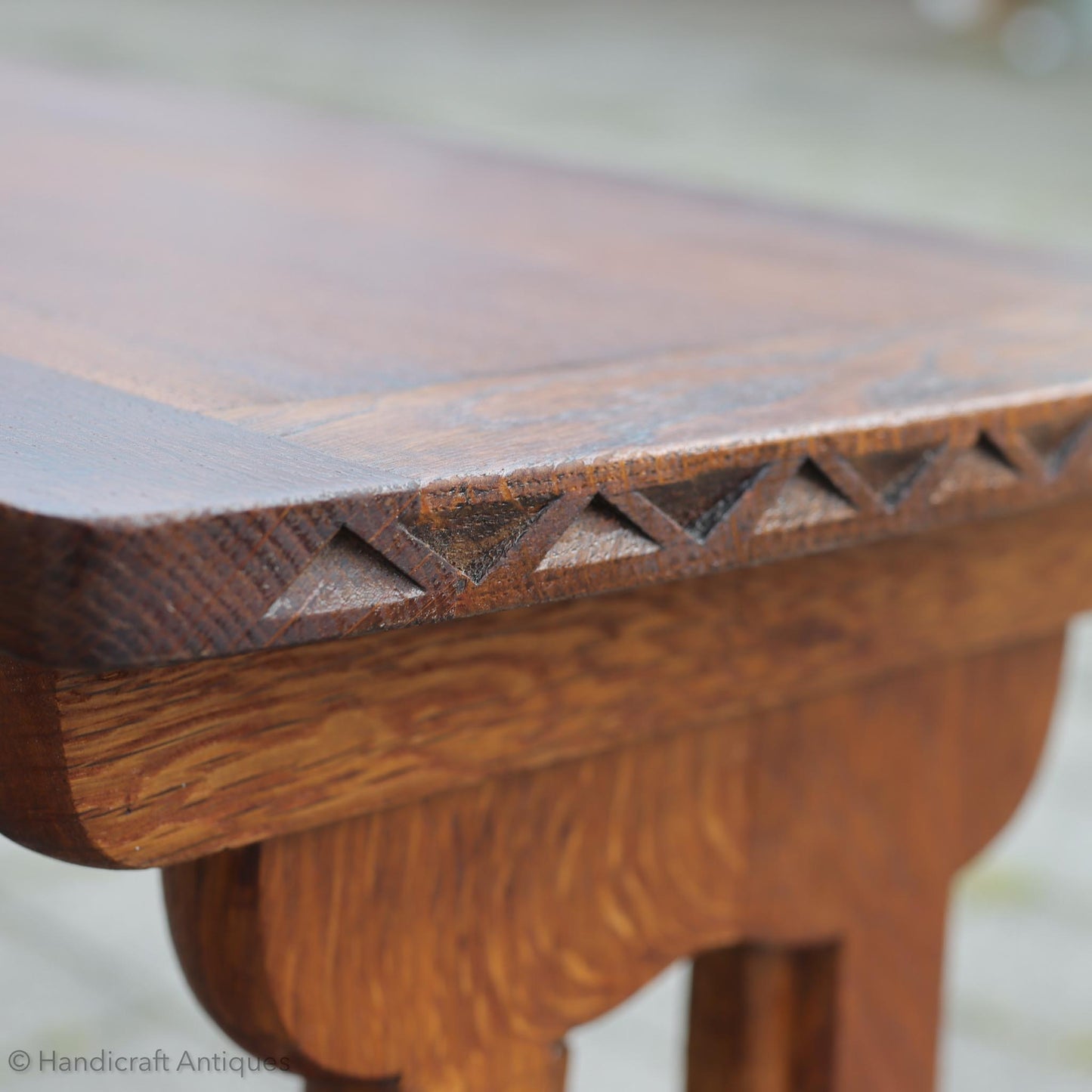  Arts & Crafts Cotswold School English Oak Dining Table and Benches