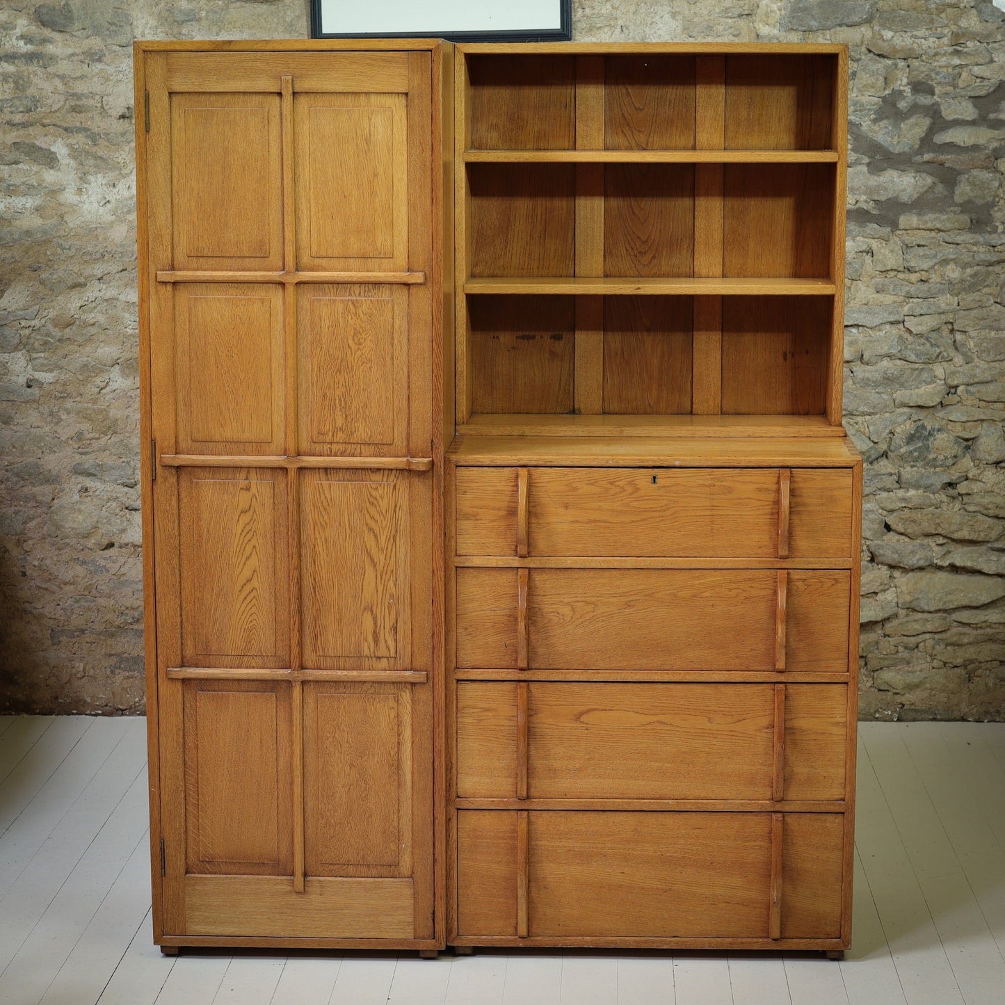 Peter Waals Arts & Crafts Cotswold School English Oak Wardrobe c.1935