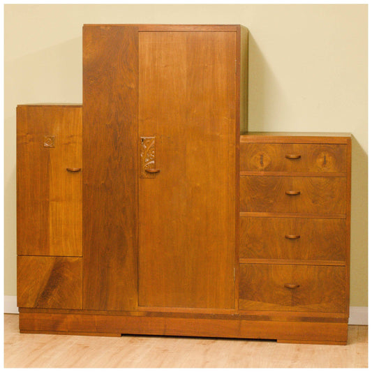Harry Norris (Red Rose Guild) Arts & Crafts Walnut Sectional Wardrobe 1930