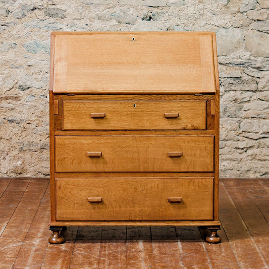 Heal and Co (Ambrose Heal) Arts & Crafts Cotswold School English Oak Bureau