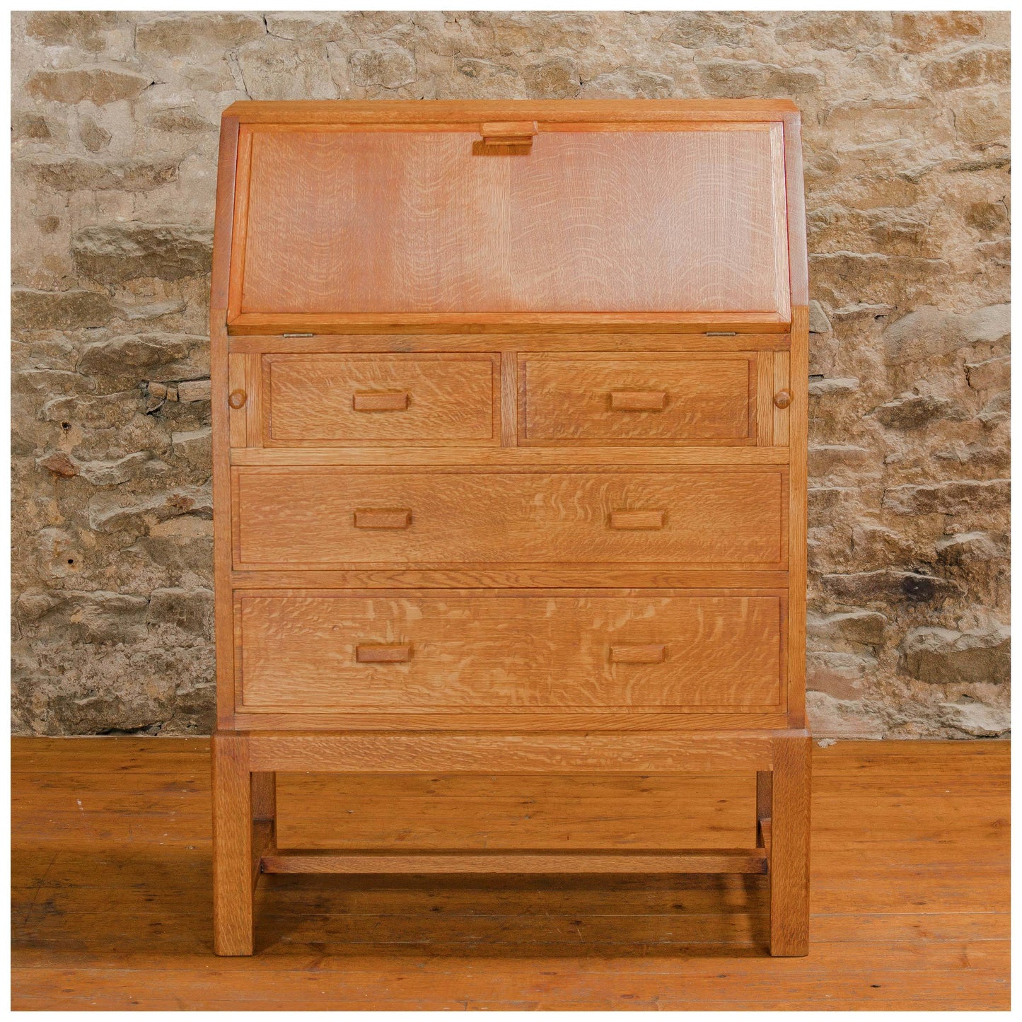 Heal and Co (Ambrose Heal) Arts & Crafts Cotswold School Oak Bureau