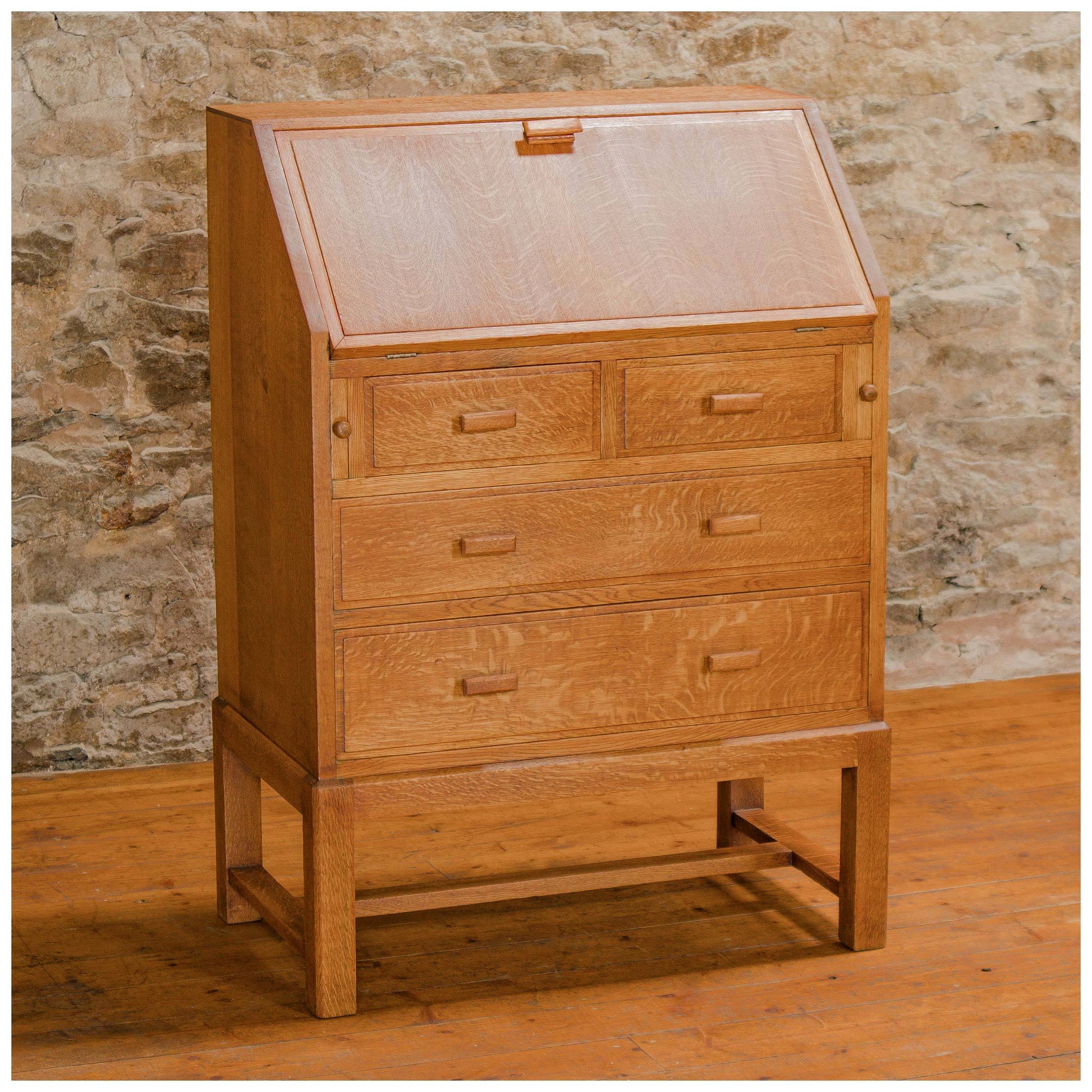 Heal and Co (Ambrose Heal) Arts & Crafts Cotswold School Oak Bureau