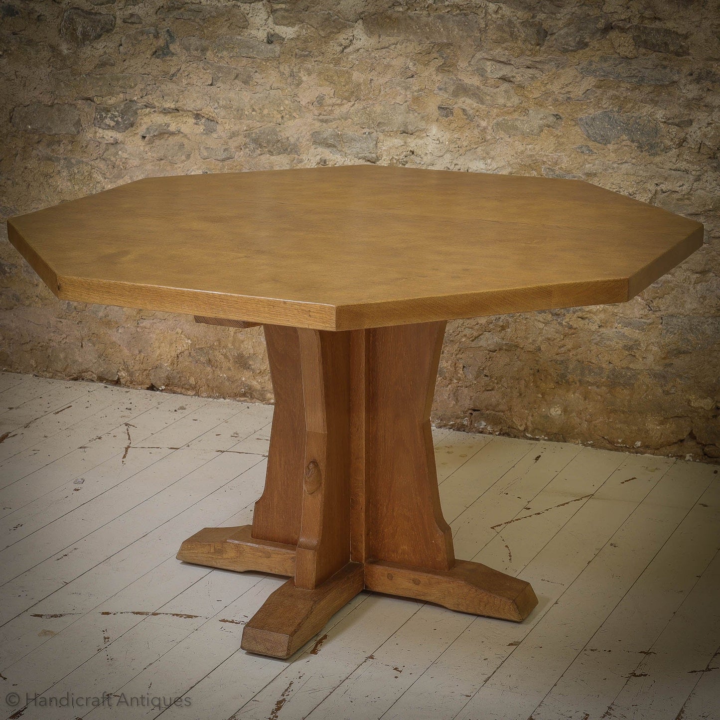 Peter ‘Rabbitman’ Heap Arts & Crafts Yorkshire School Oak Dining Table 1970