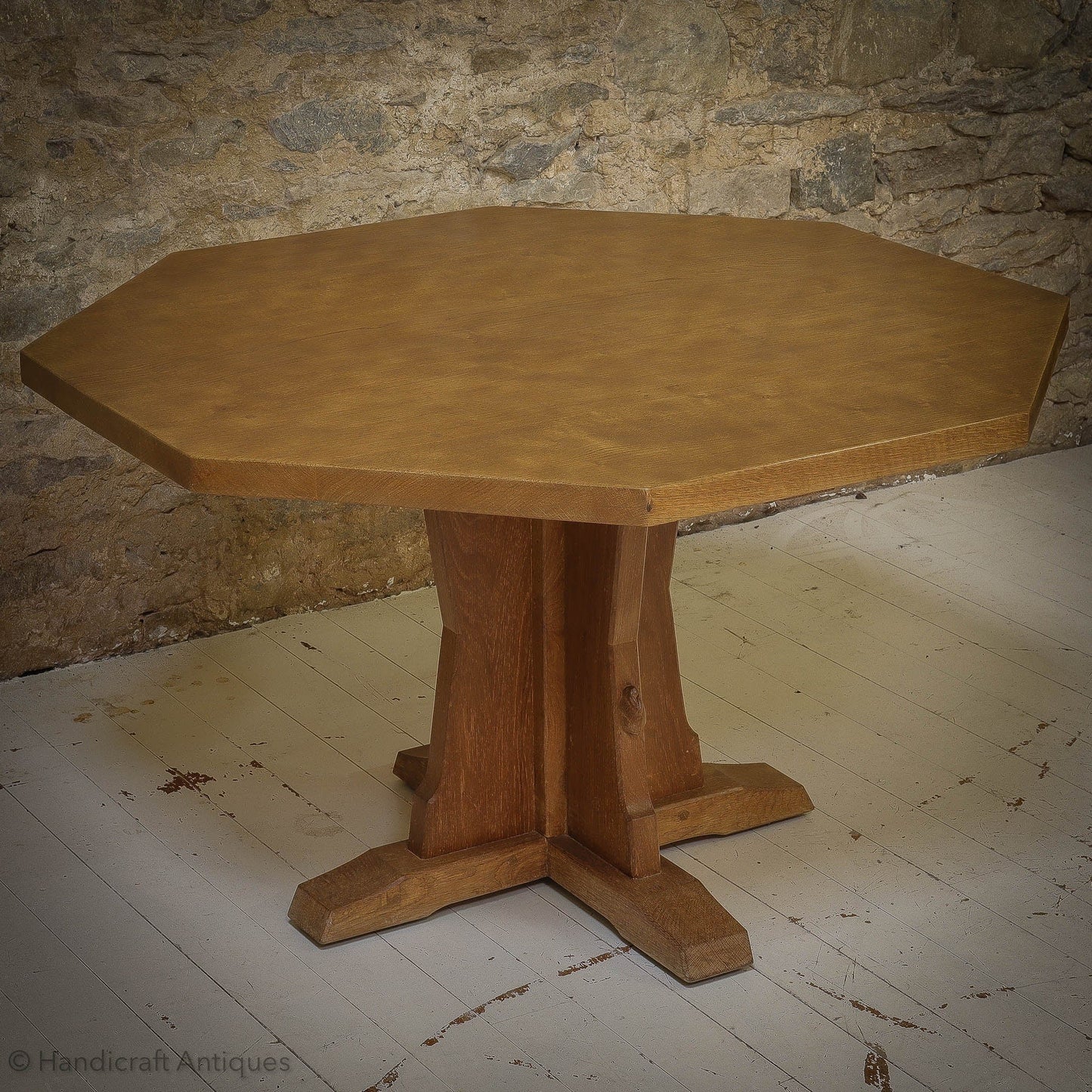 Peter ‘Rabbitman’ Heap Arts & Crafts Yorkshire School Oak Dining Table 1970