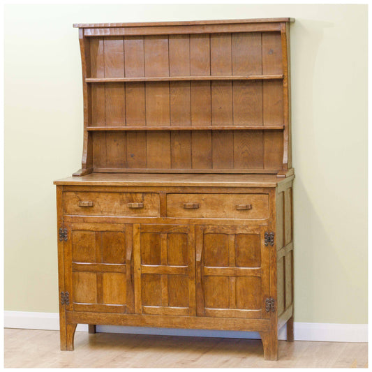 Kingpost Robert Ingham Robert Ingham Yorkshire School Adzed Oak Dresser C. 1950