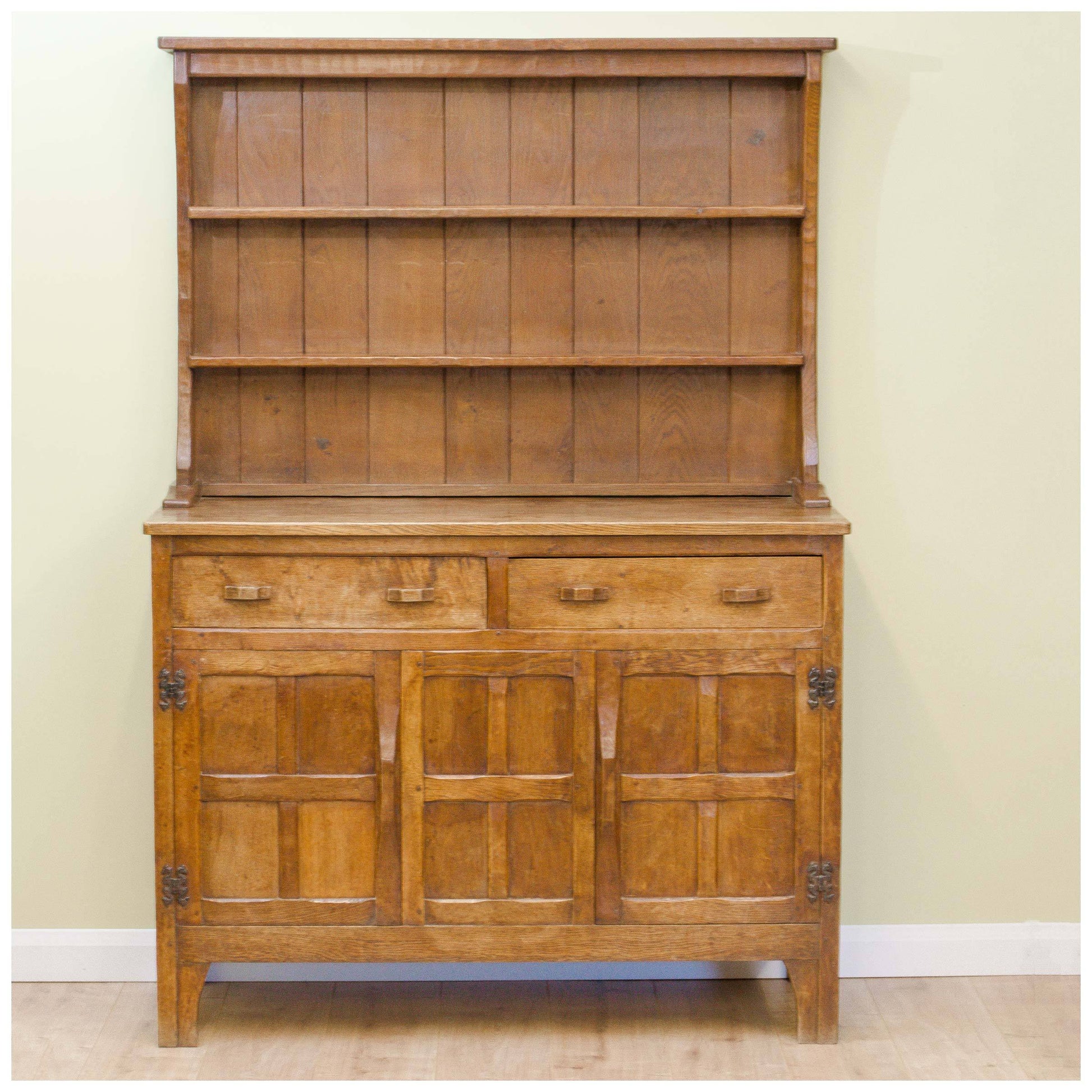 Kingpost Robert Ingham Robert Ingham Yorkshire School Adzed Oak Dresser C. 1950