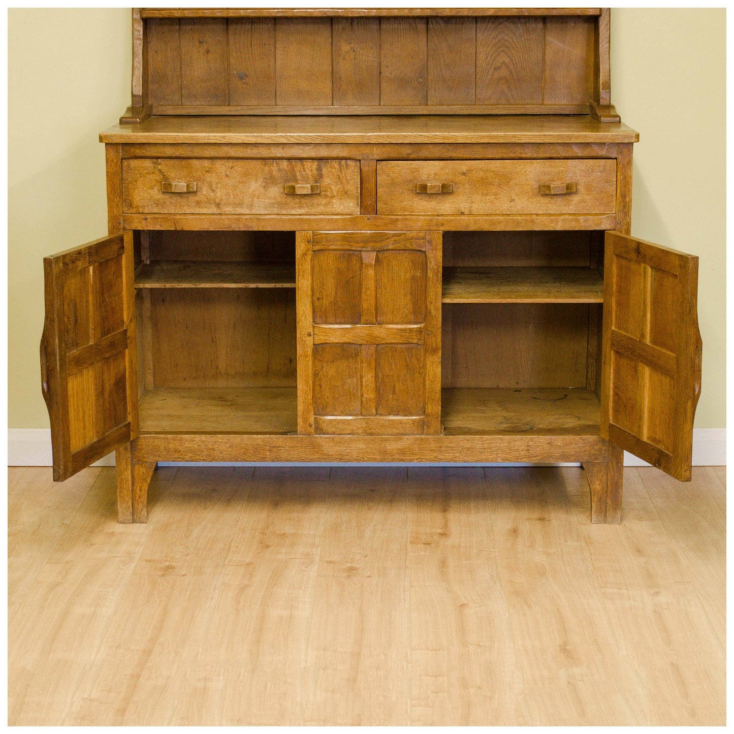 Kingpost Robert Ingham Robert Ingham Yorkshire School Adzed Oak Dresser C. 1950