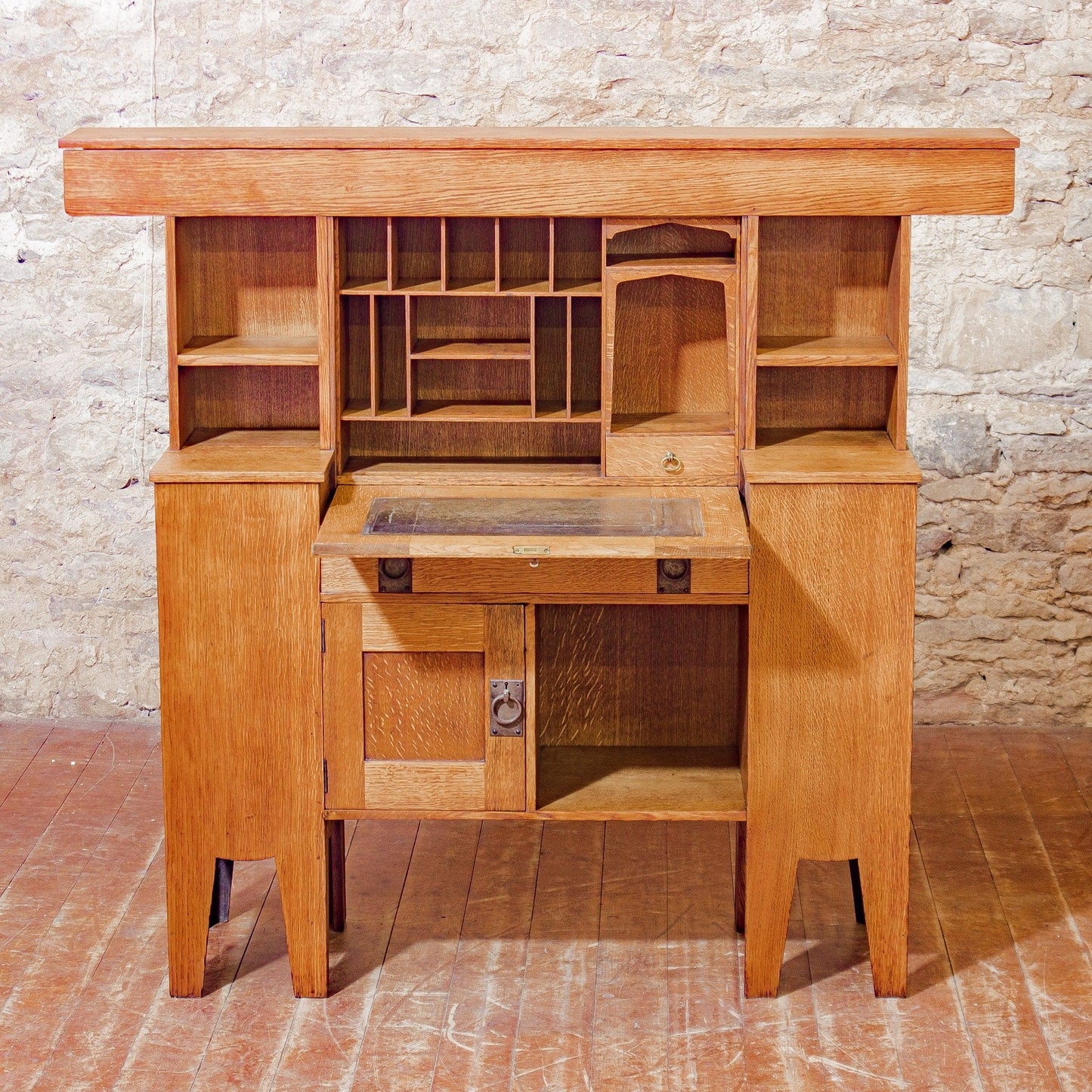 Liberty & Co Arts & Crafts English Oak Desk Designed by Leonard Wyburd c. 1920