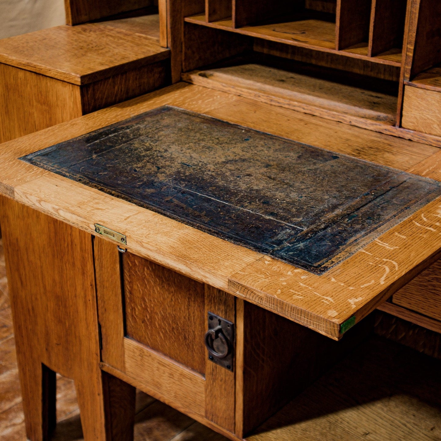 Liberty & Co Arts & Crafts English Oak Desk Designed by Leonard Wyburd c. 1920