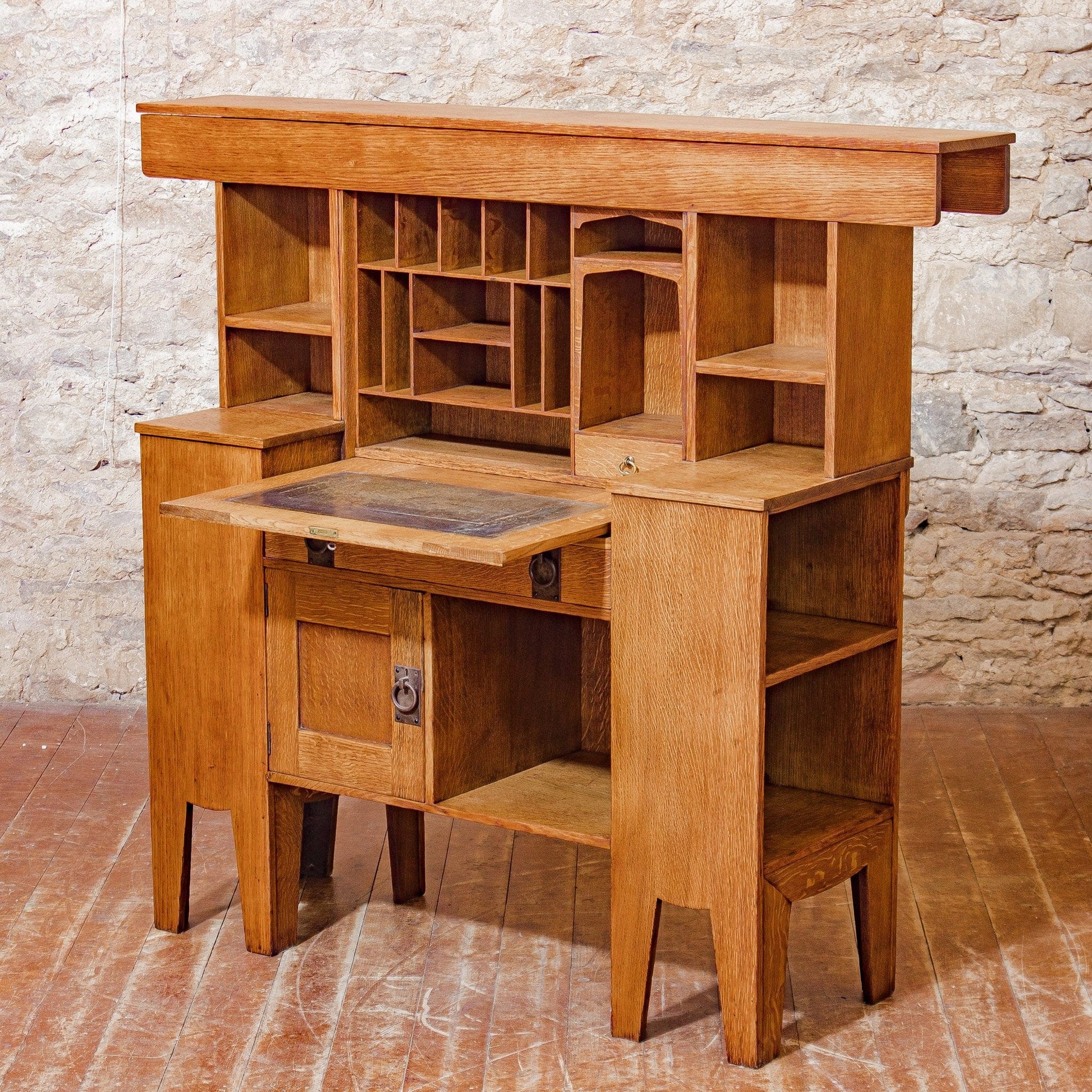 Liberty & Co Arts & Crafts English Oak Desk Designed by Leonard Wyburd c. 1920