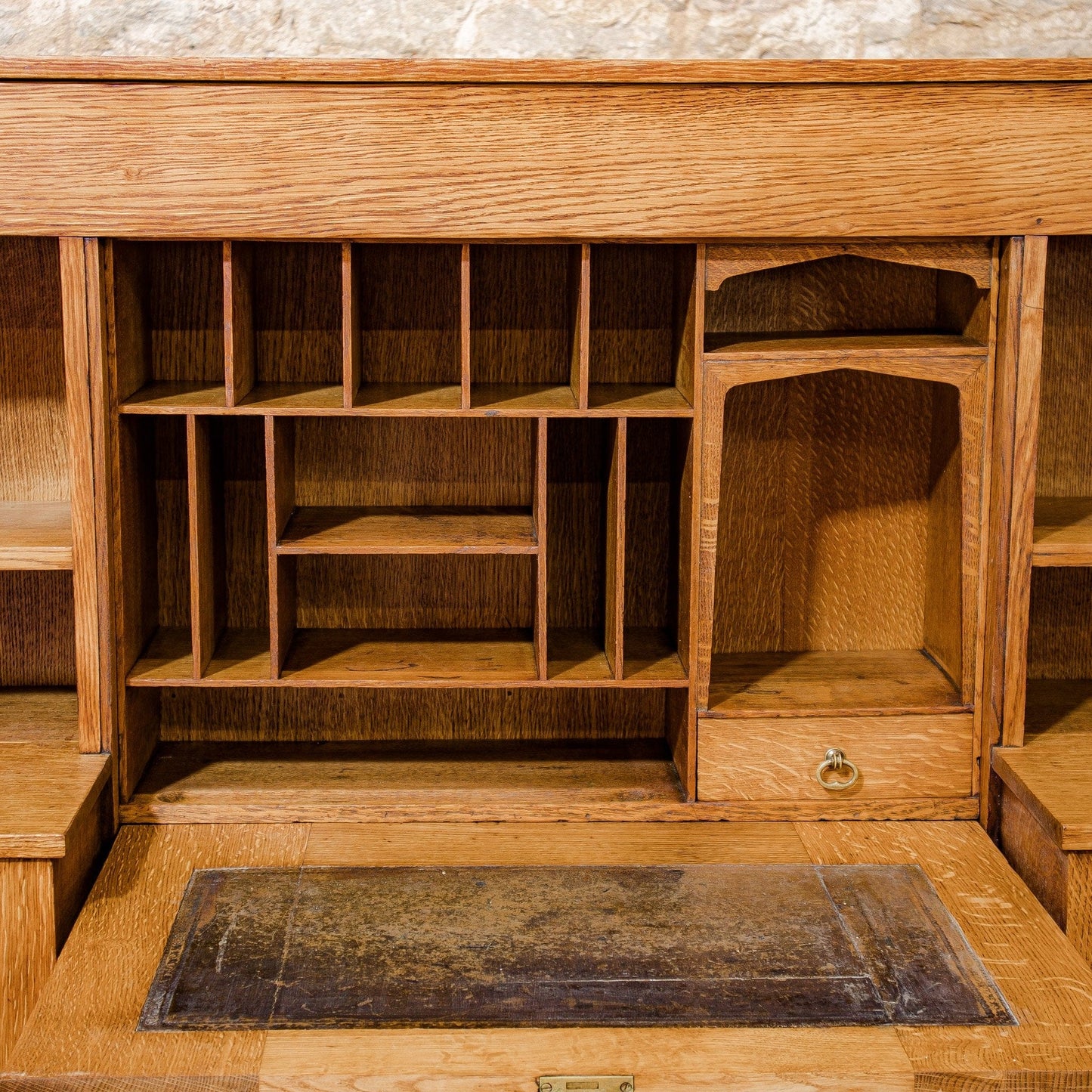 Liberty & Co Arts & Crafts English Oak Desk Designed by Leonard Wyburd c. 1920